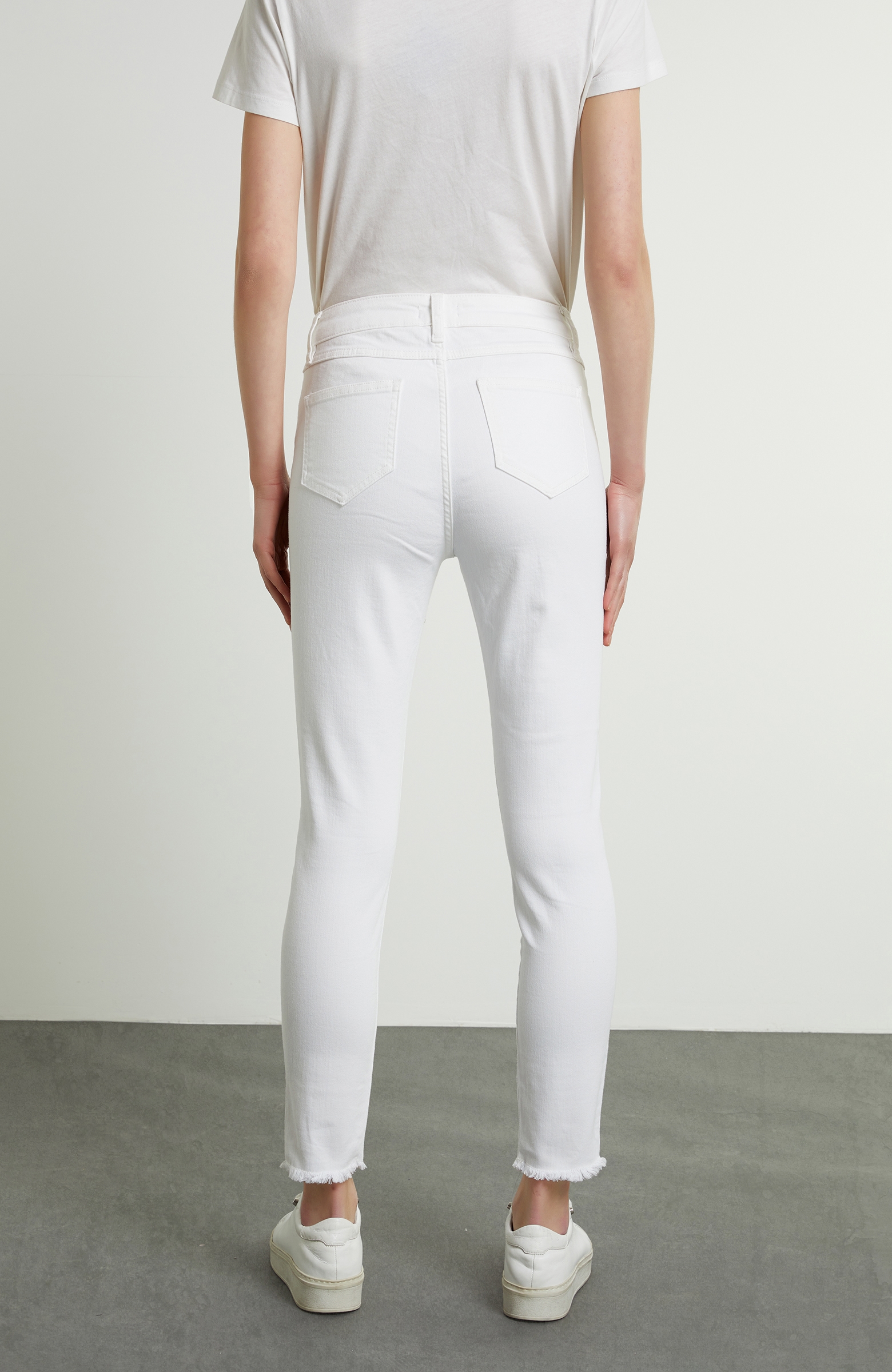 Beyaz Yüksek Bel Skinny Jean Pantolon