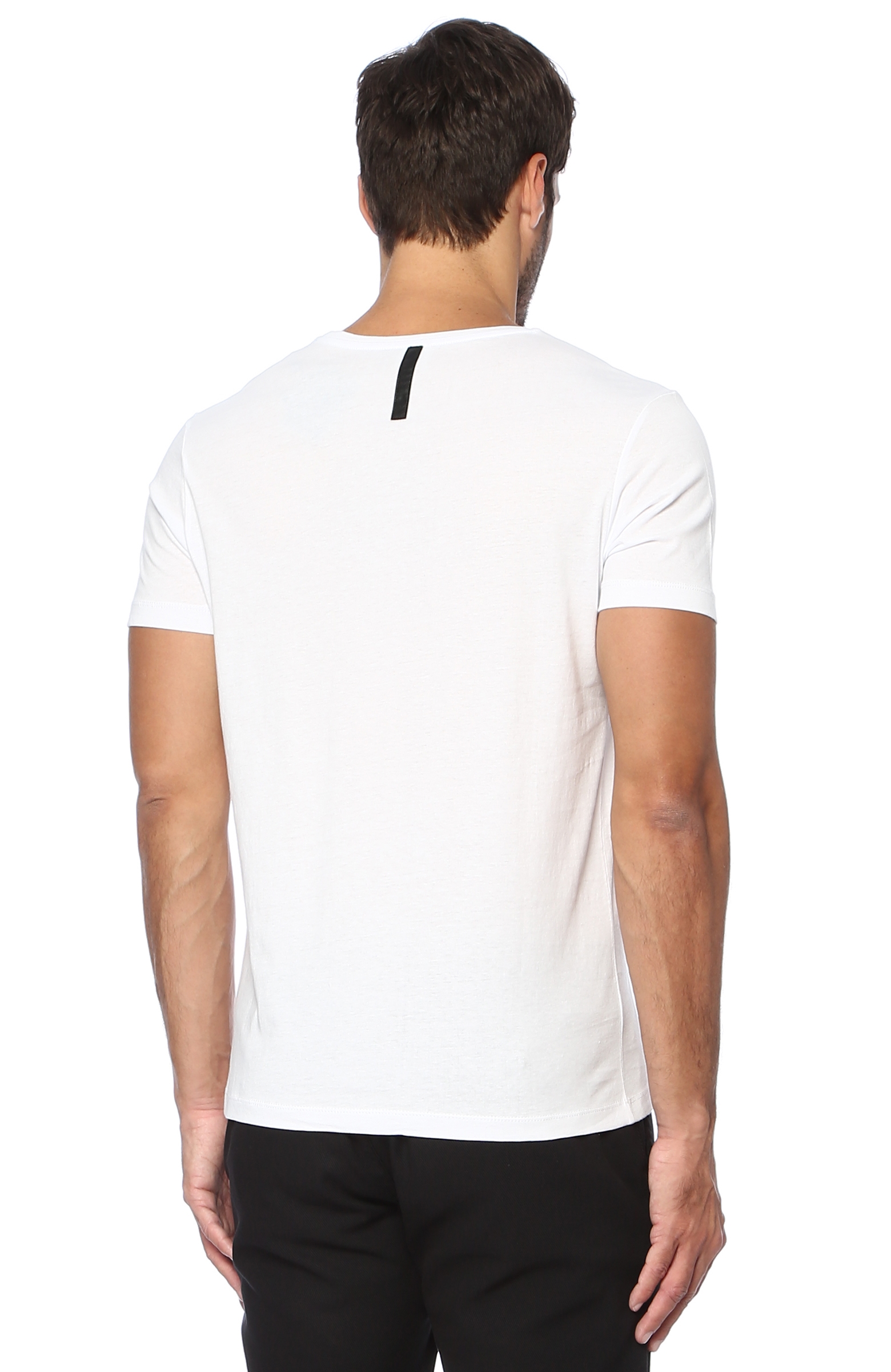 Slim Fit Beyaz Baskılı T-shirt