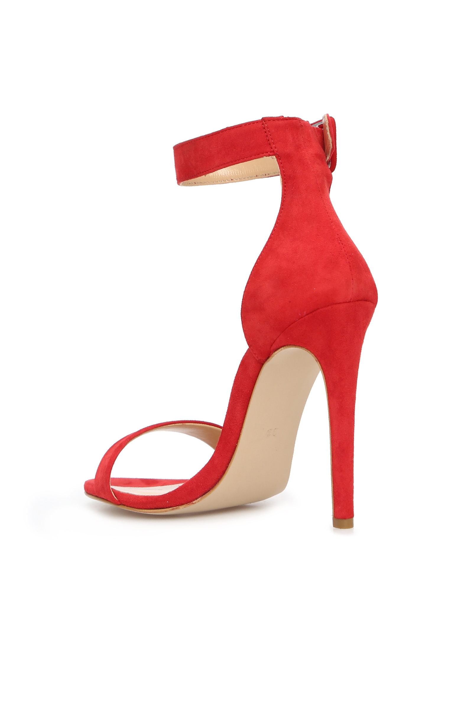 Kırmızı Süet Topuklu Kadın Deri Ayakkabı