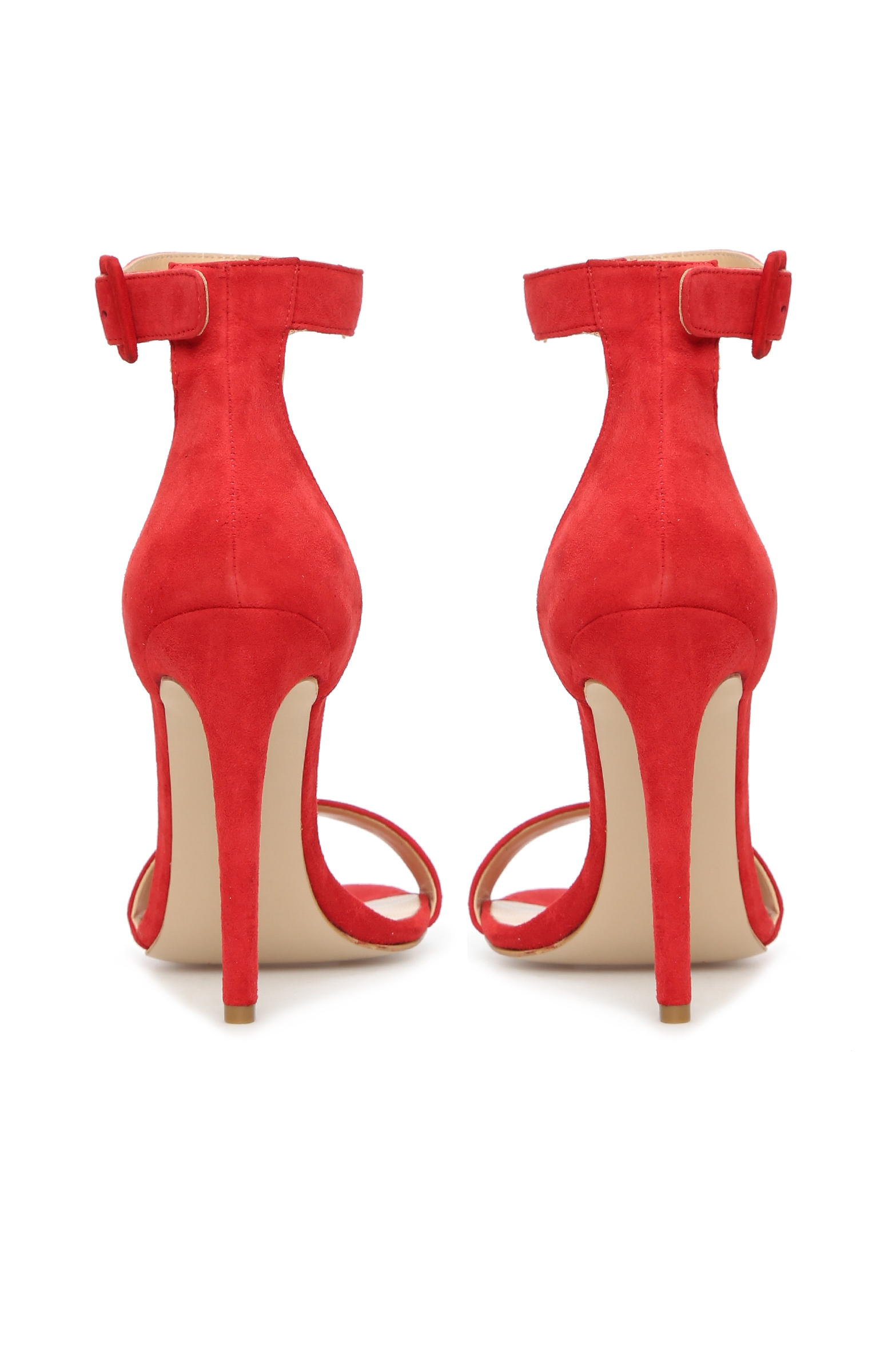 Kırmızı Süet Topuklu Kadın Deri Ayakkabı