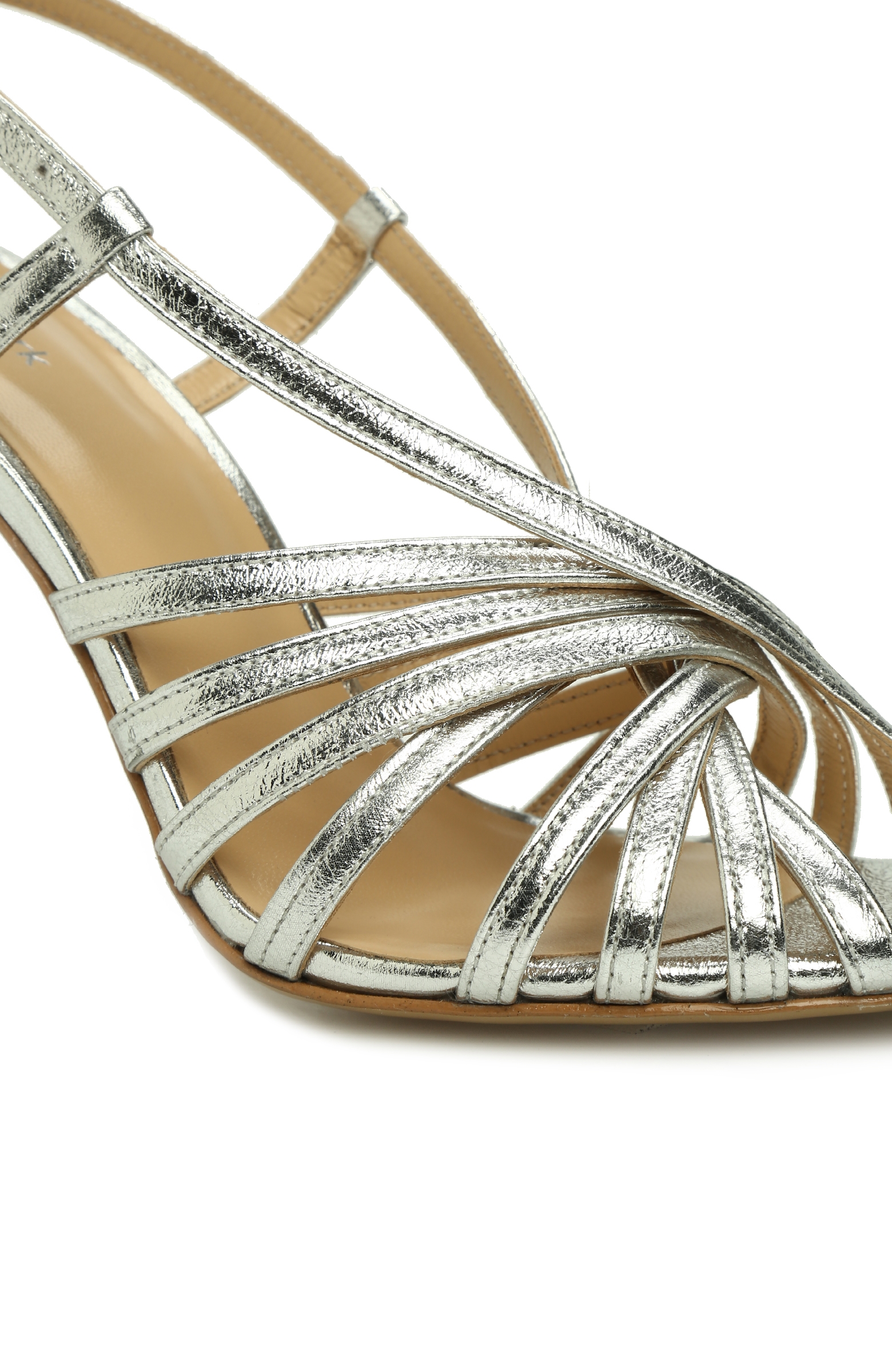 Silver Çapraz Bantlı Topuklu Kadın Ayakkabı