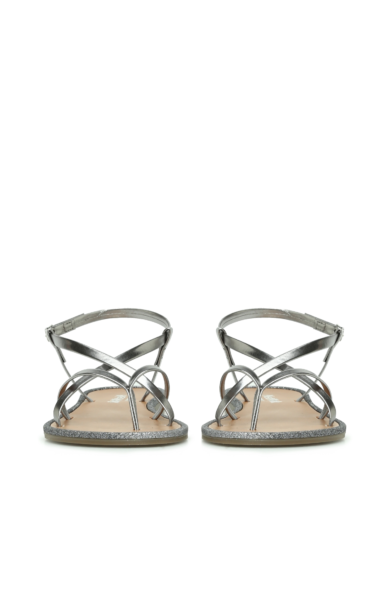 Silver Simli Şeritli Kadın Deri Sandalet