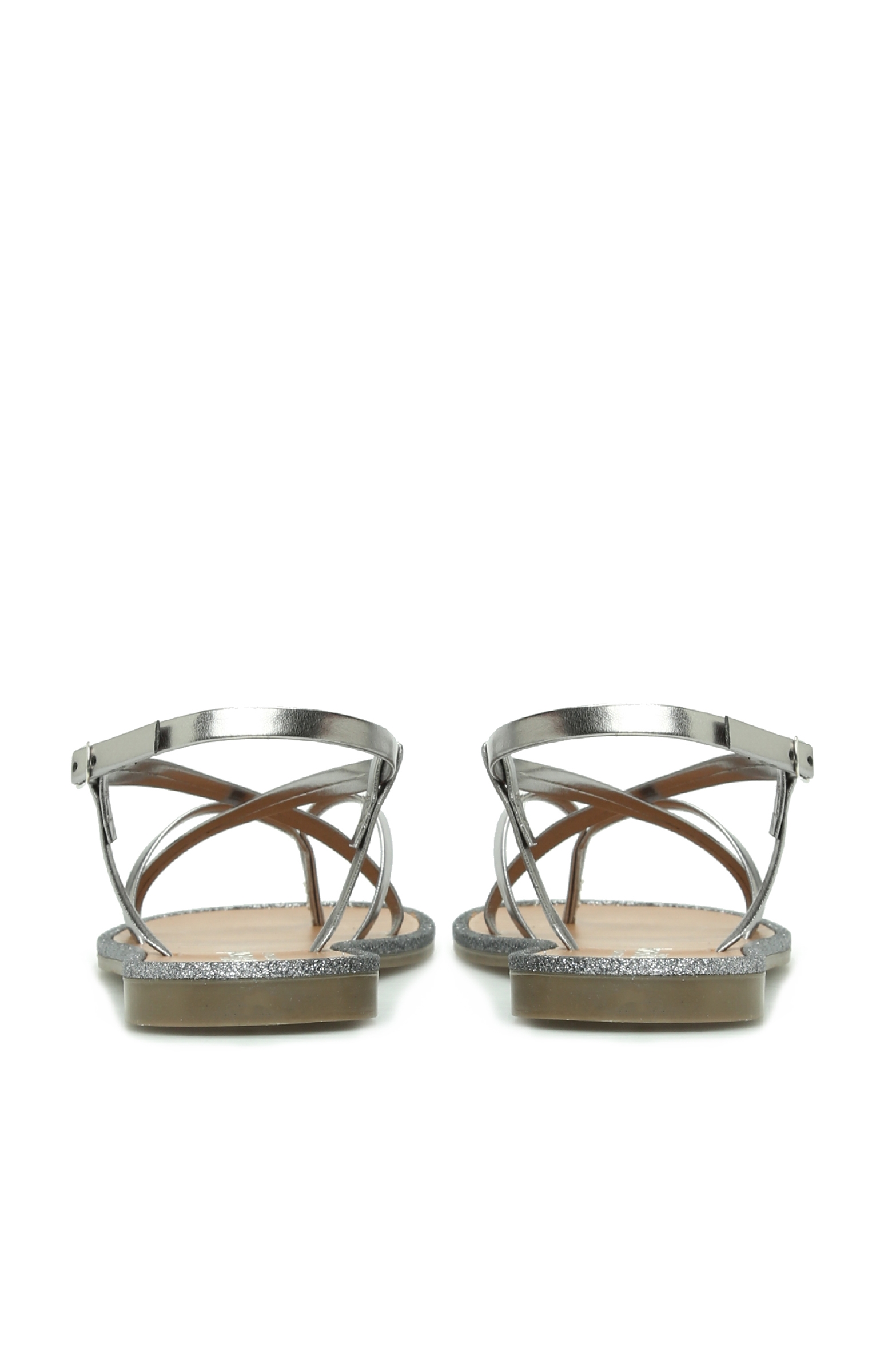 Silver Simli Şeritli Kadın Deri Sandalet