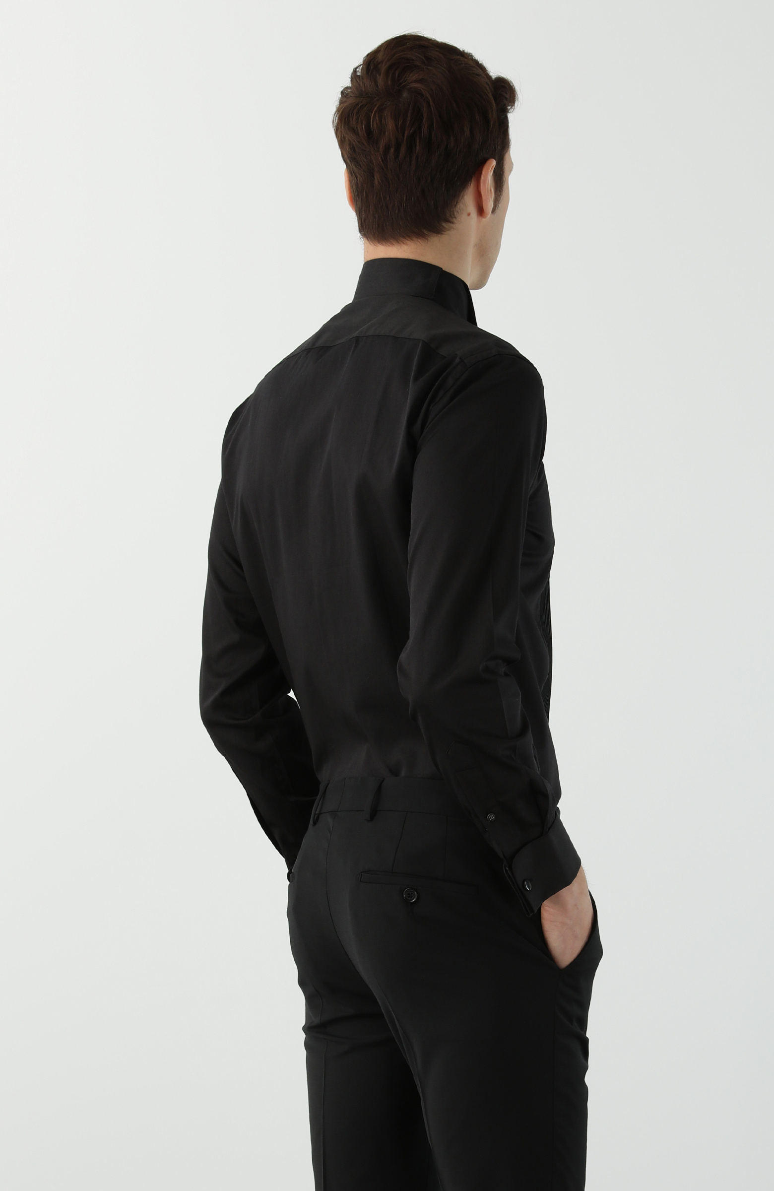 Slim Fit Siyah Smokin Gömleği