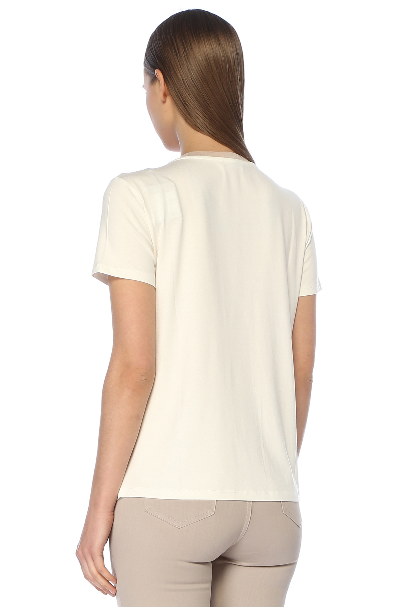 Beyaz Taş Baskılı T-shirt
