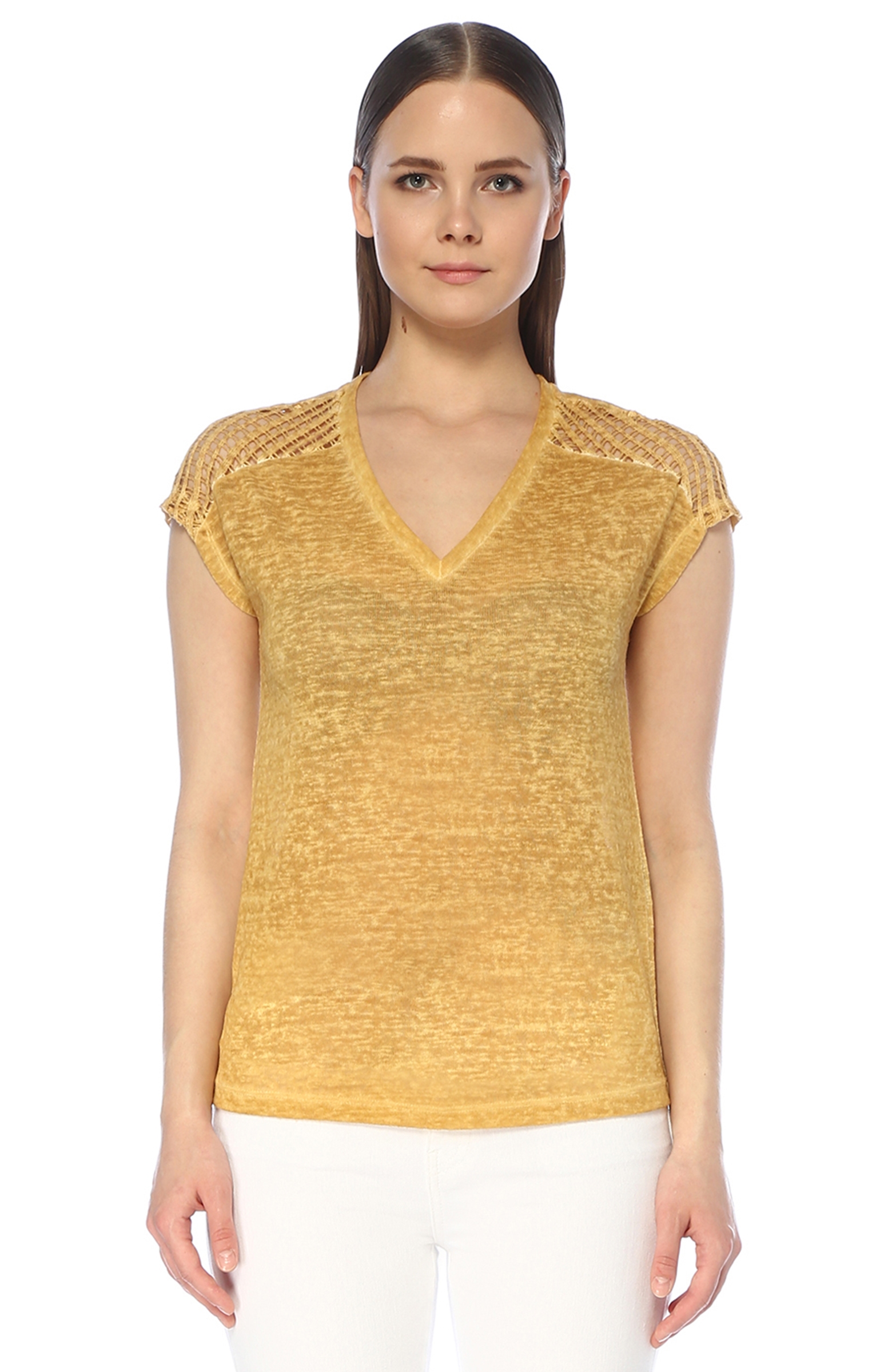 Sarı Garnili T-shirt