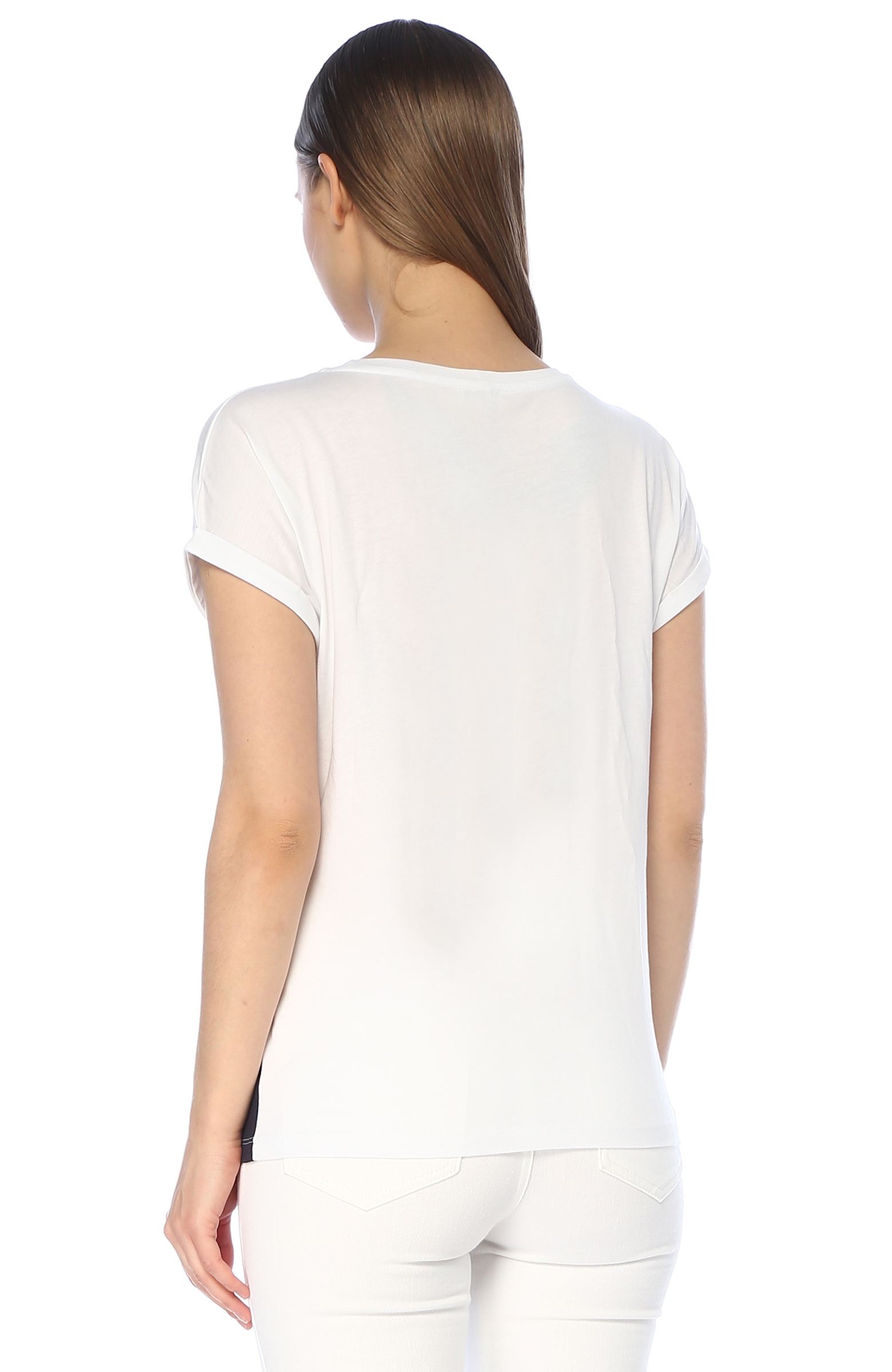Lacivert Beyaz İşlemli T-shirt