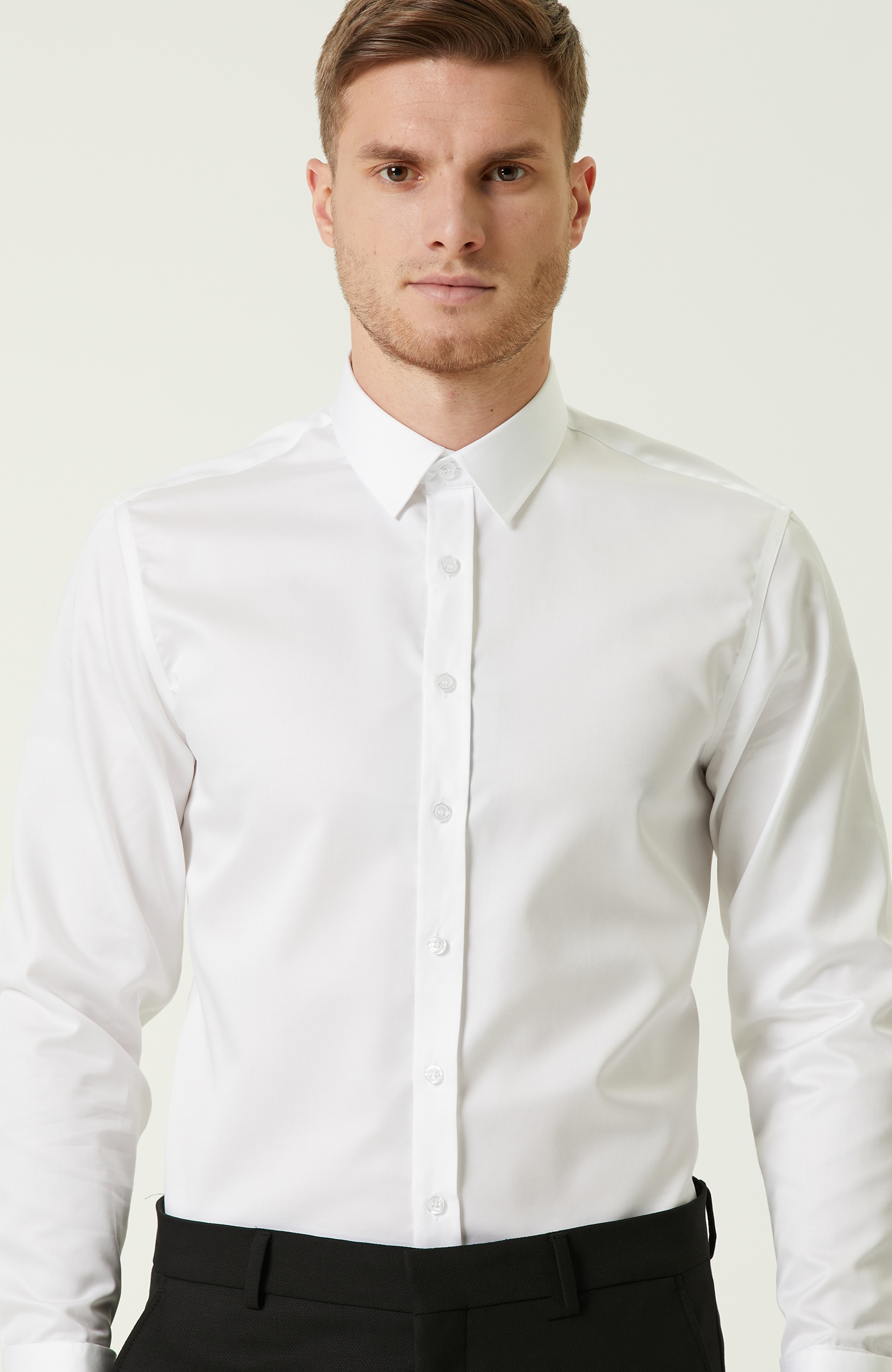 Non-Iron Slim Fit Beyaz Gömlek