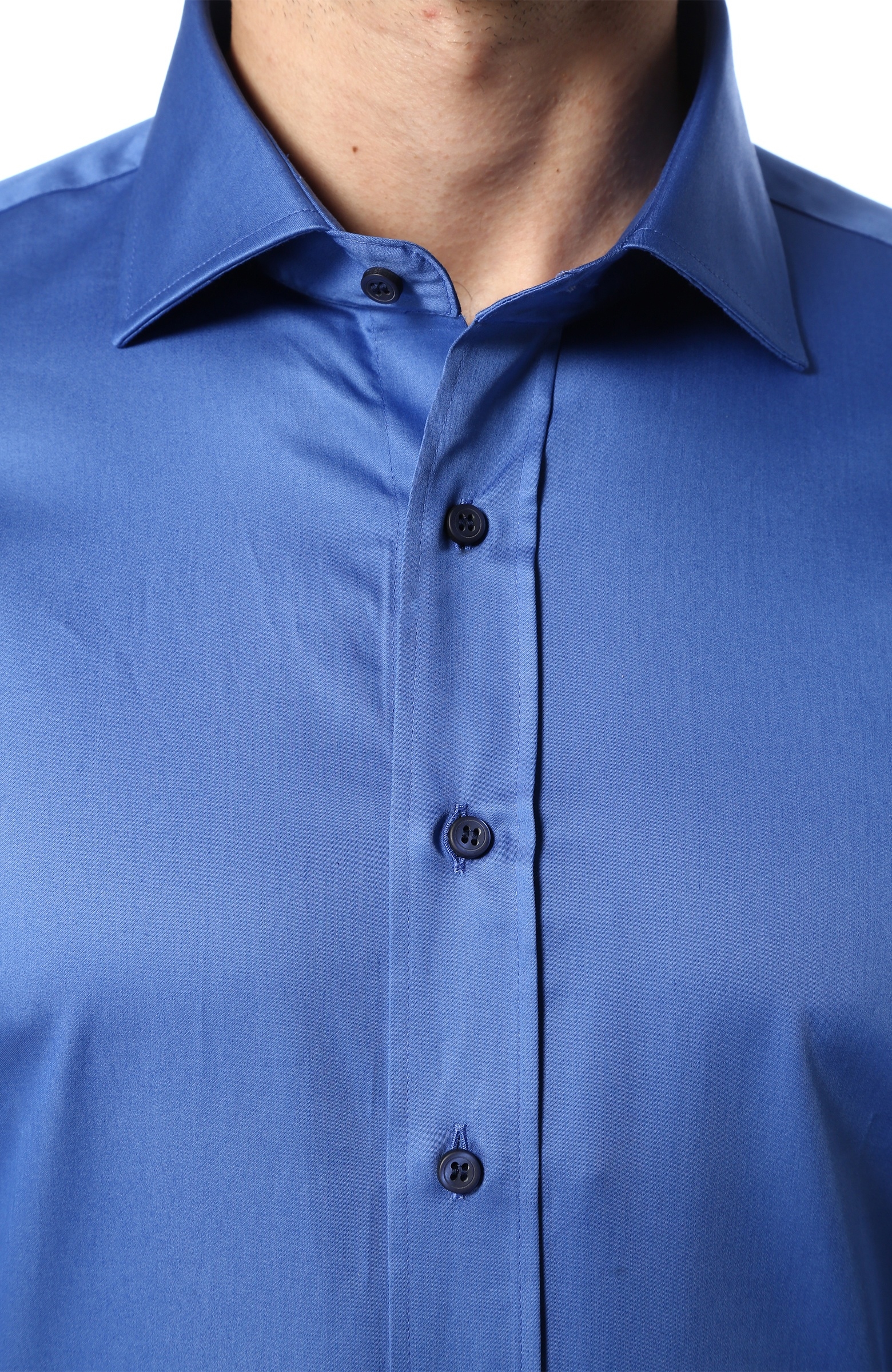 Mavi Italyan Yaka Gömlek