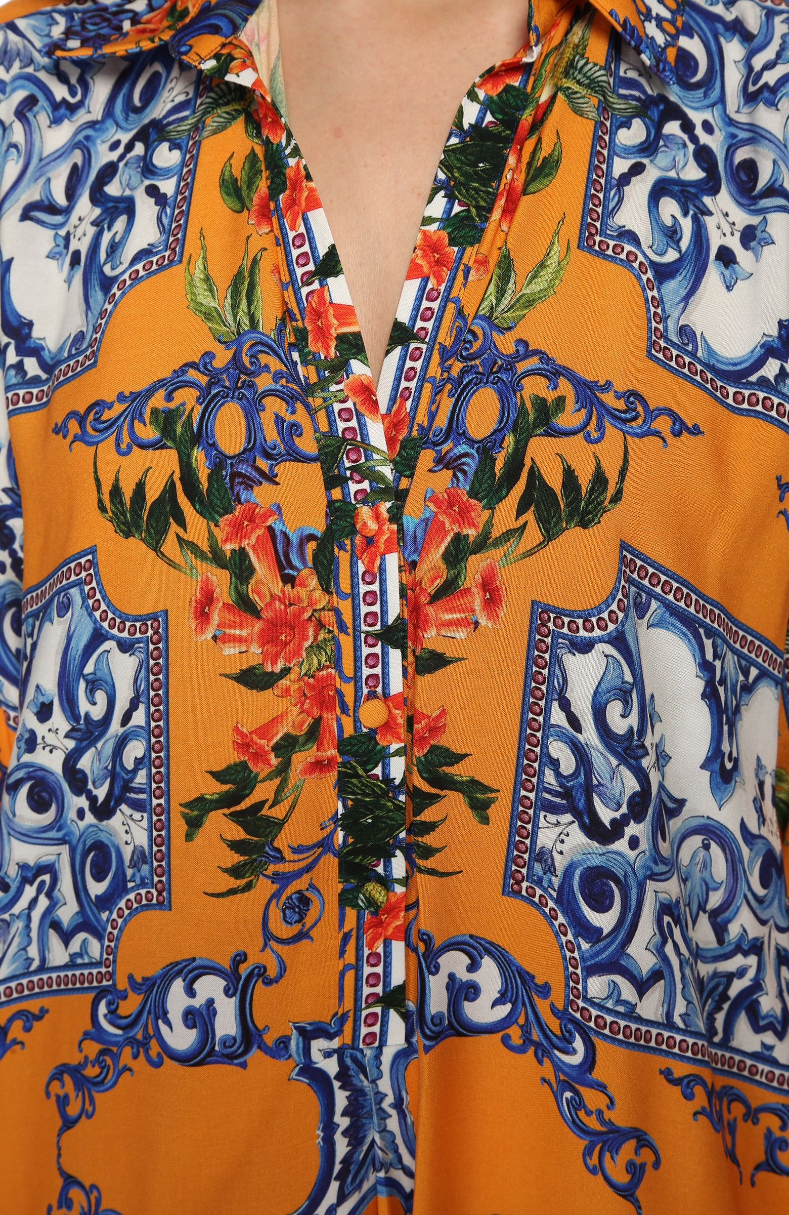 Colorblocked Desenli Midi Elbise