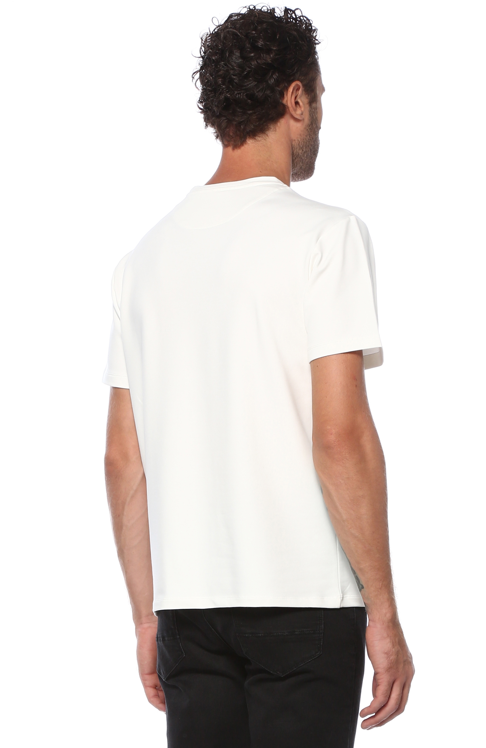 Slim Fit Beyaz Baskılı Basic T-shirt