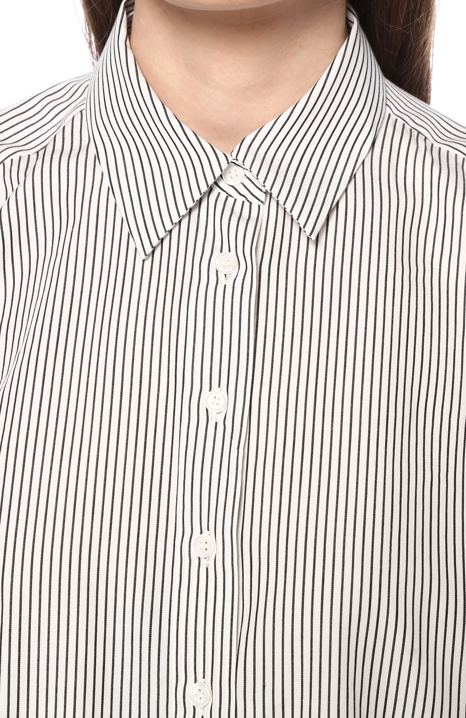 İngiliz Yaka Çizgili Kolu Volan Detaylı Gömlek