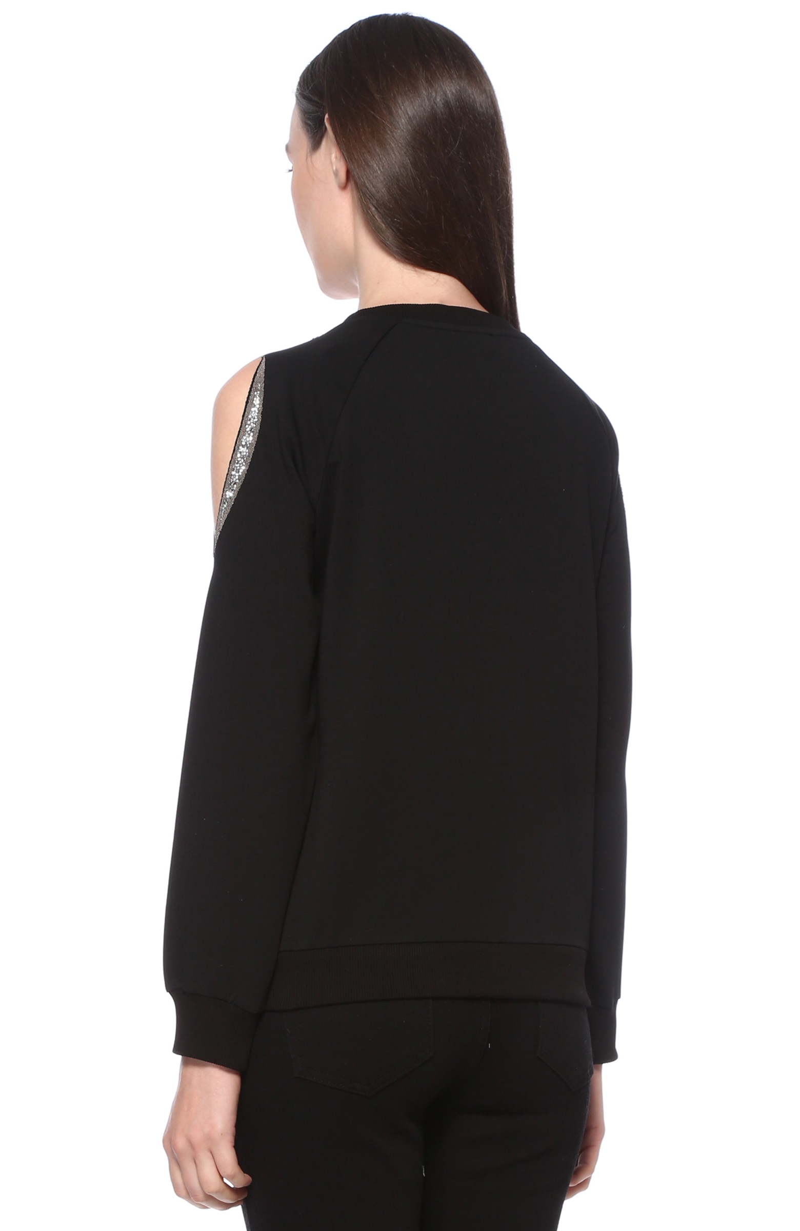 Siyah Şerit Detaylı Sweatshirt