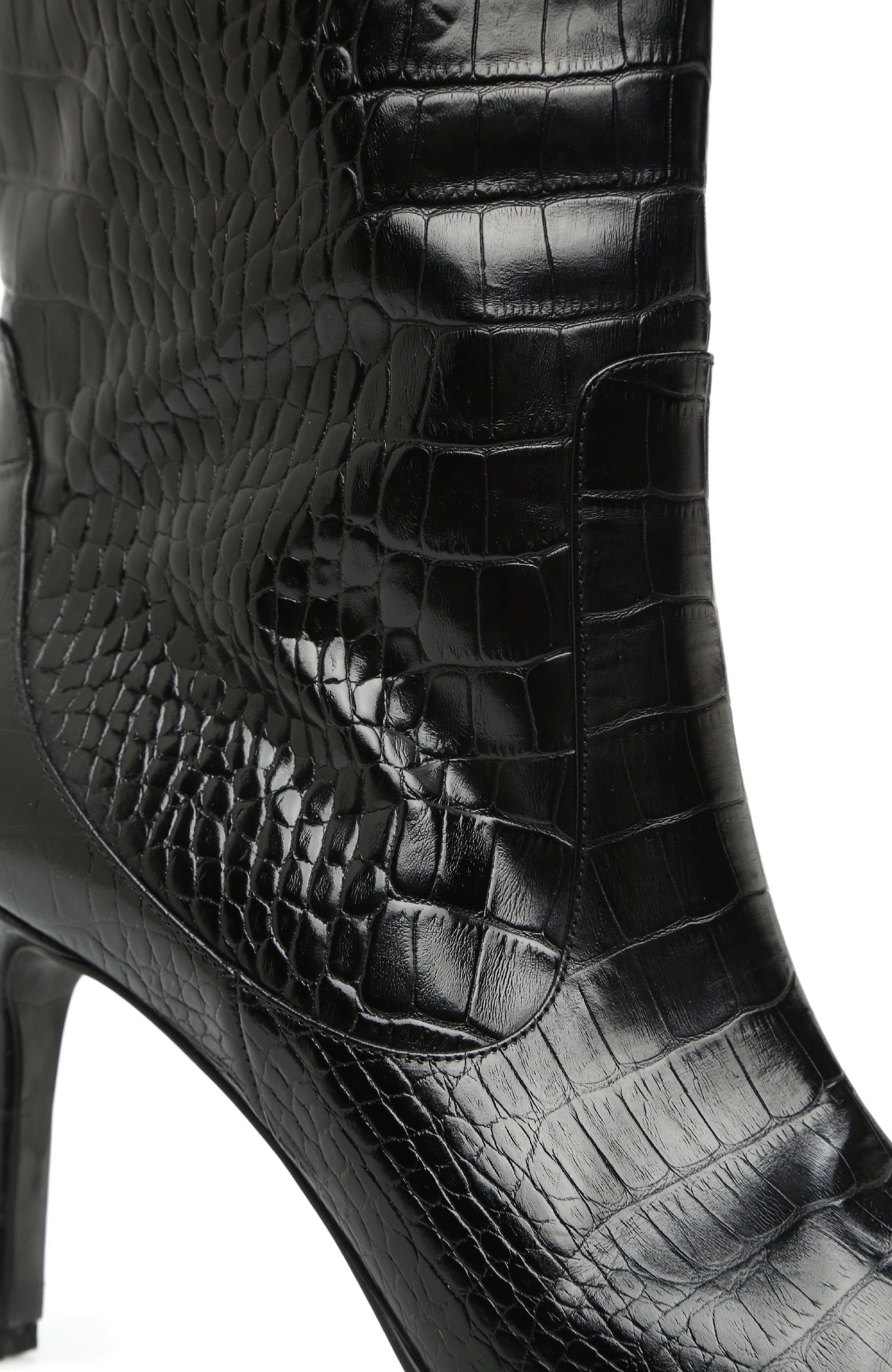 Siyah Kroko Dokulu Kadın Deri Çizme