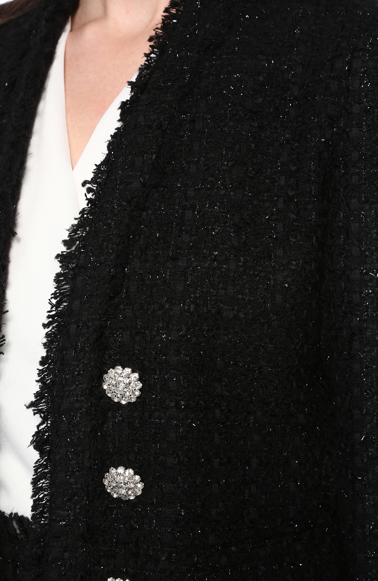 Siyah Şal Yaka Tweed Ceket