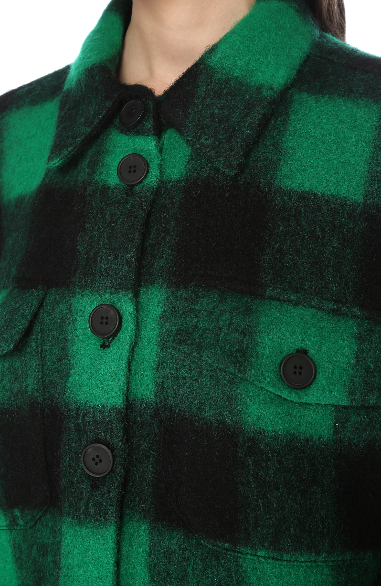 Siyah Yeşil Ekoseli Yün Ceket