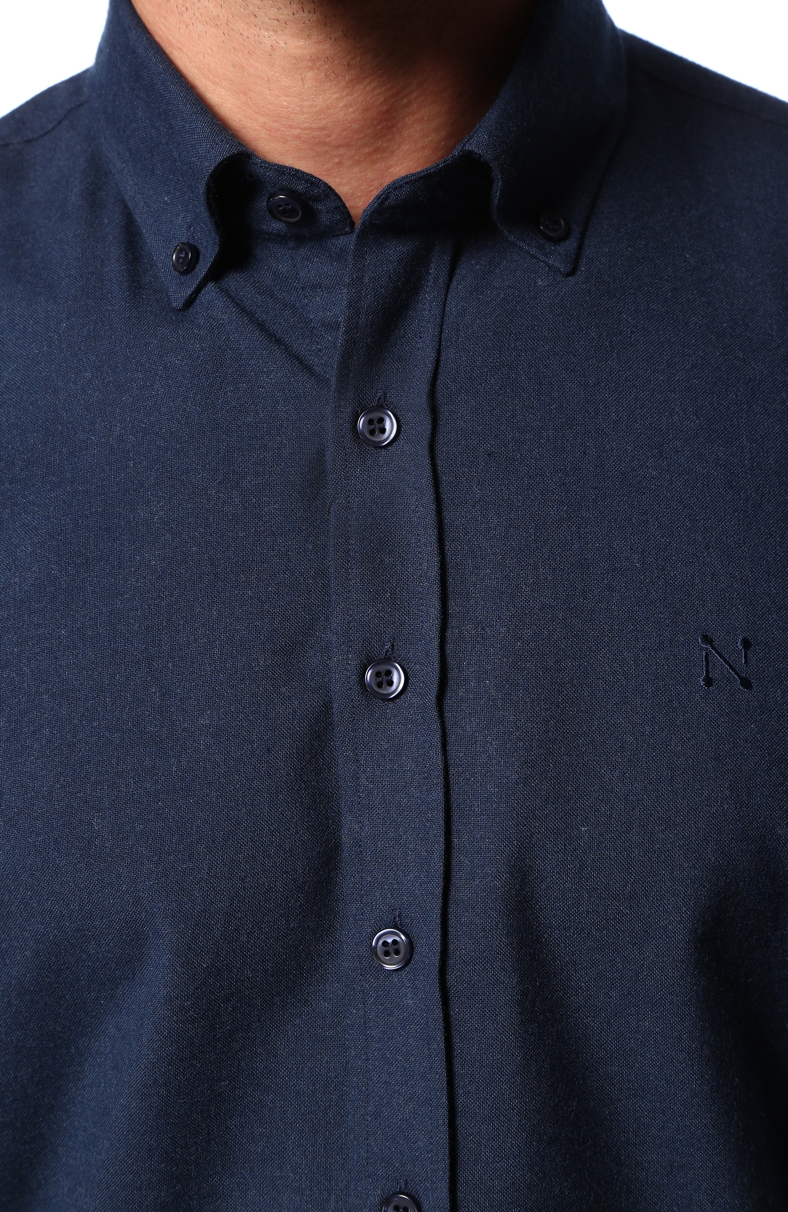 Slim Fit Mavi Logo Detaylı Gömlek