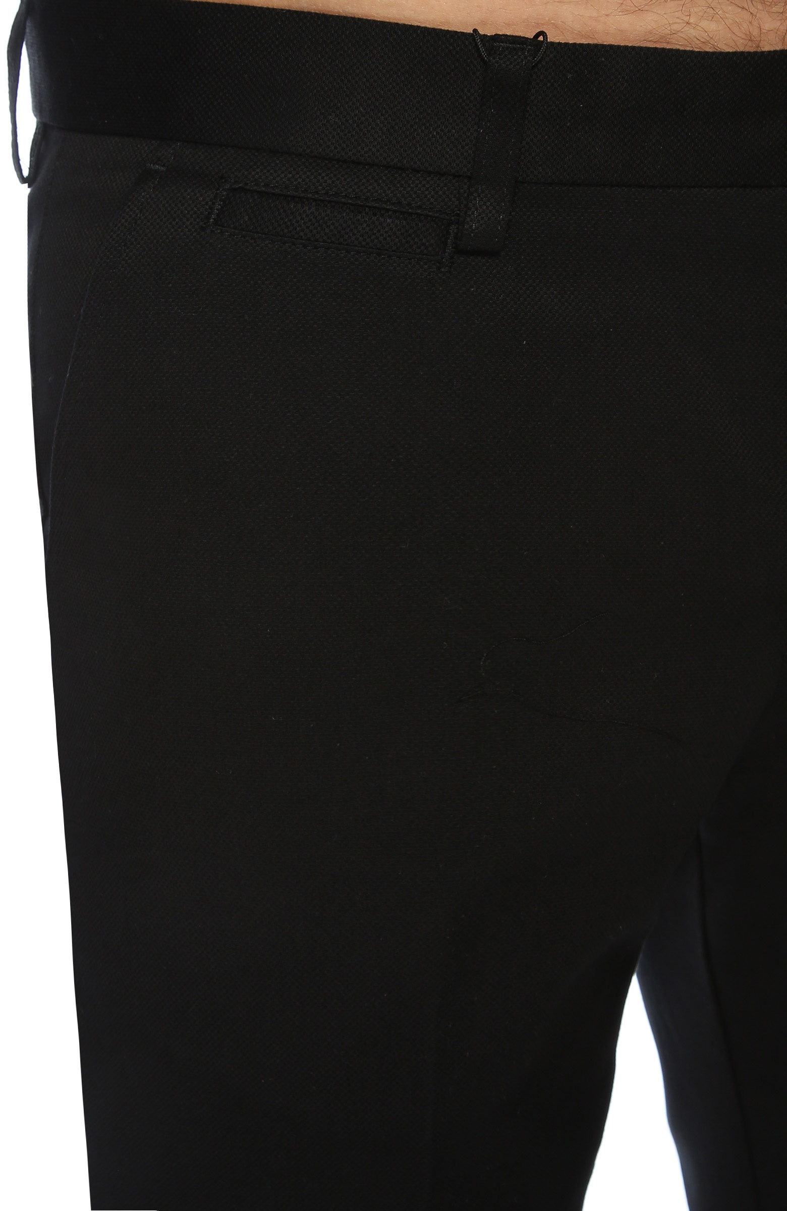 Drop Slim Fit Siyah Normal Bel Armürlü Pantolon