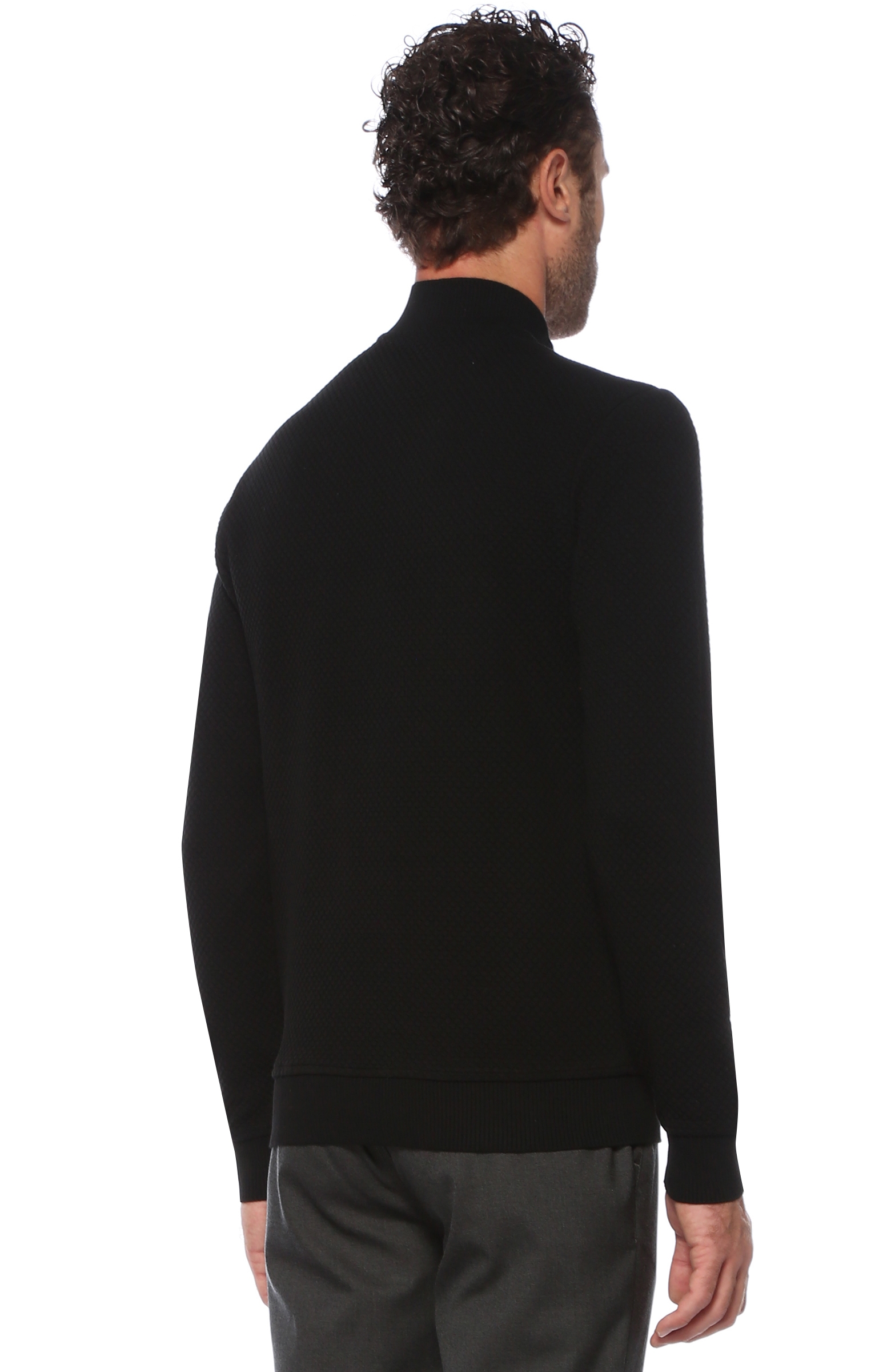 Slim Fit Siyah Fermuar Detaylı Sweatshirt