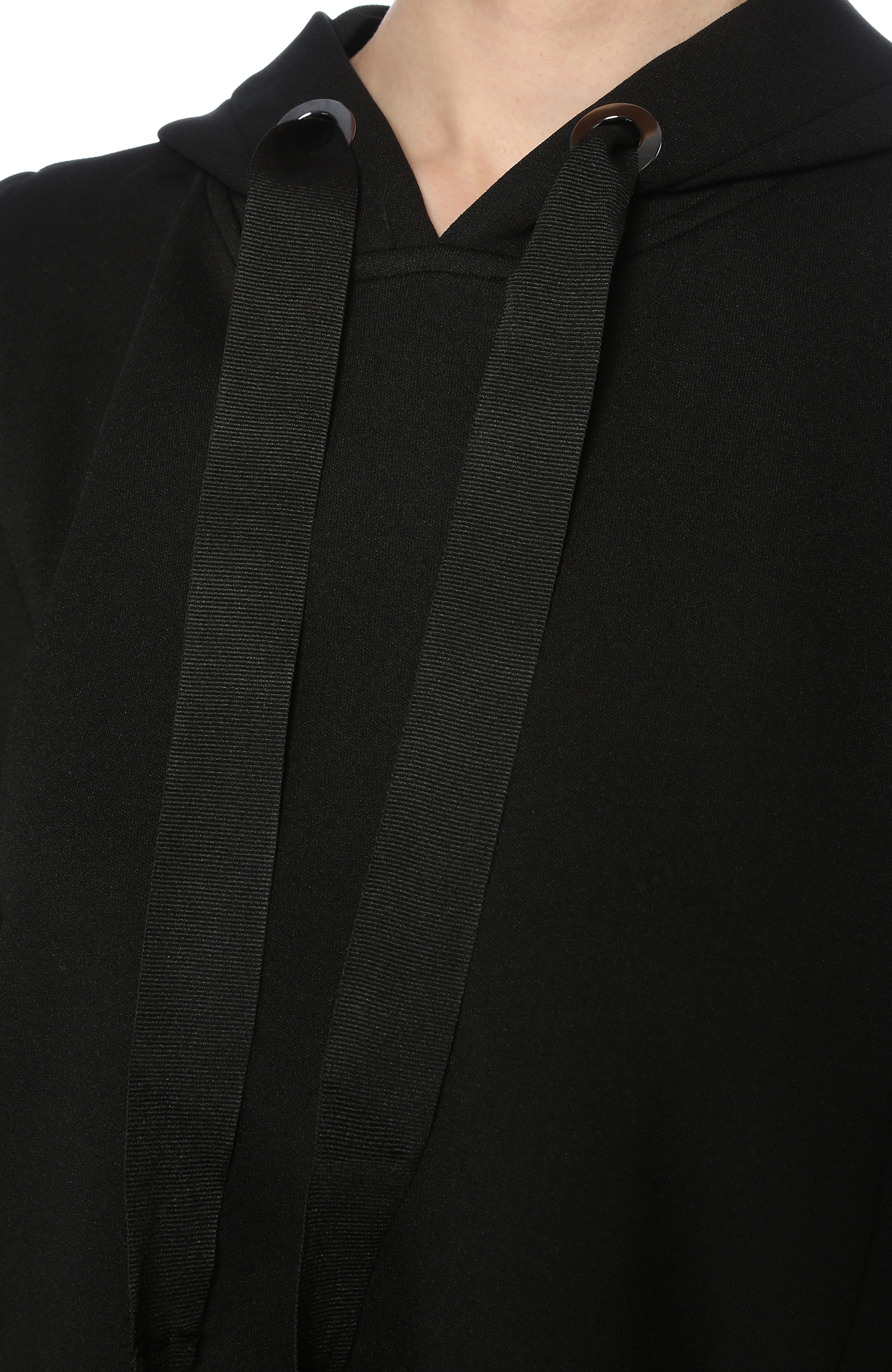 Siyah Kapüşonlu Cropped Sweatshirt