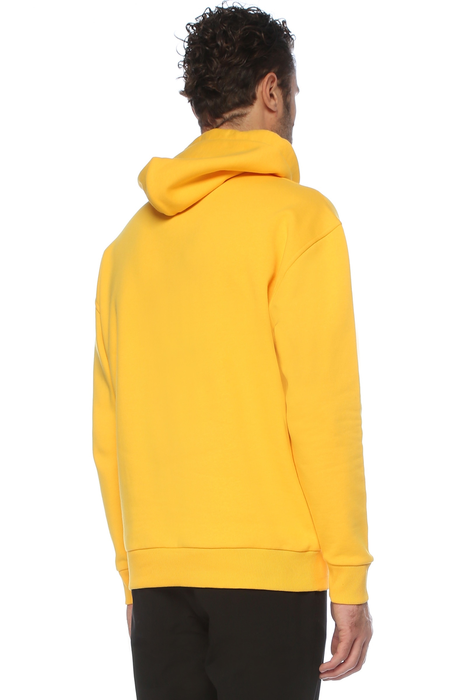 Slim Fit Sarı Yazı Baskılı Sweatshirt