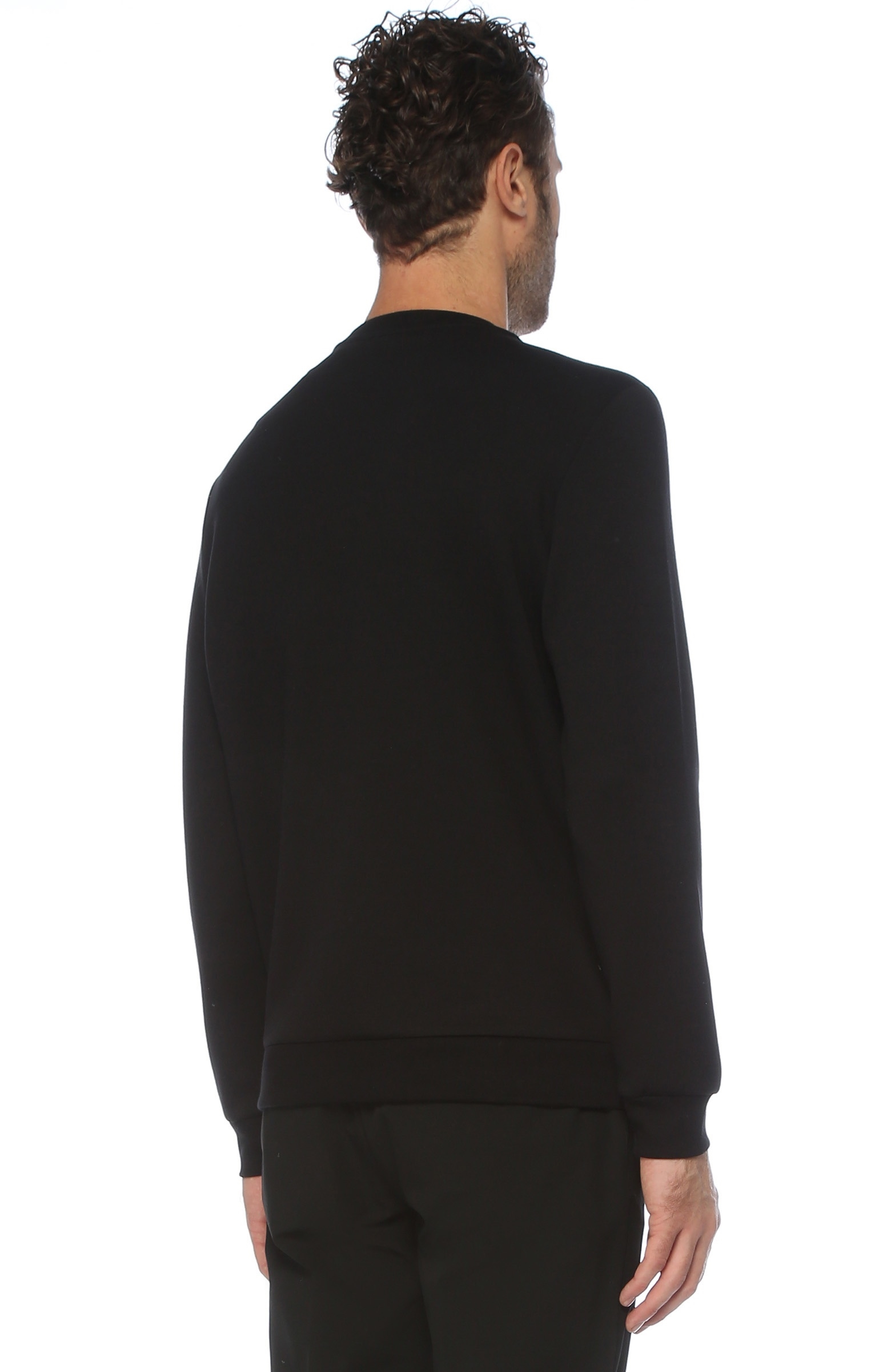 Slim Fit Siyah Baskılı Sweatshirt