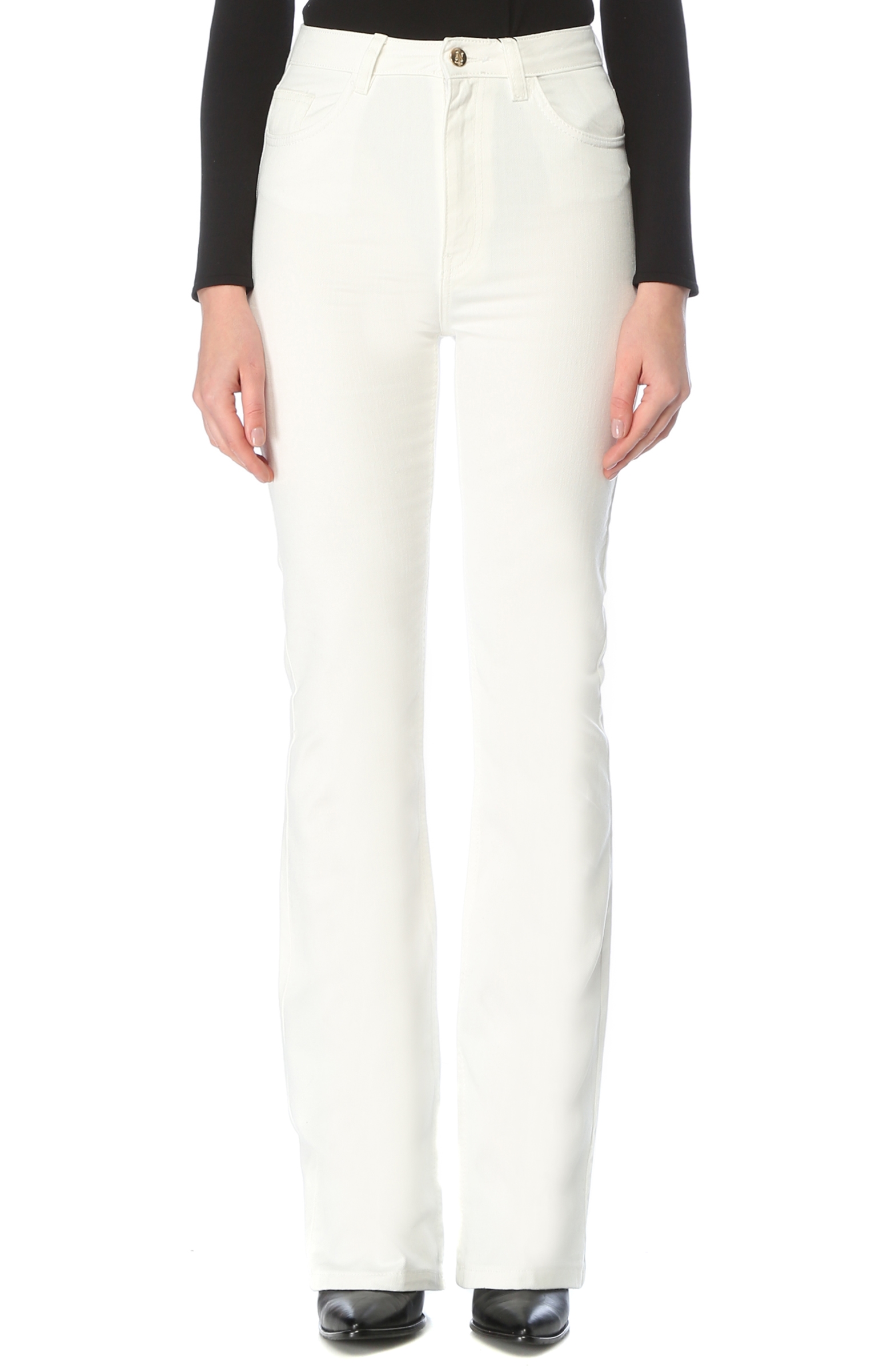 Slim Fit Beyaz Yüksek Bel Jean Pantolon