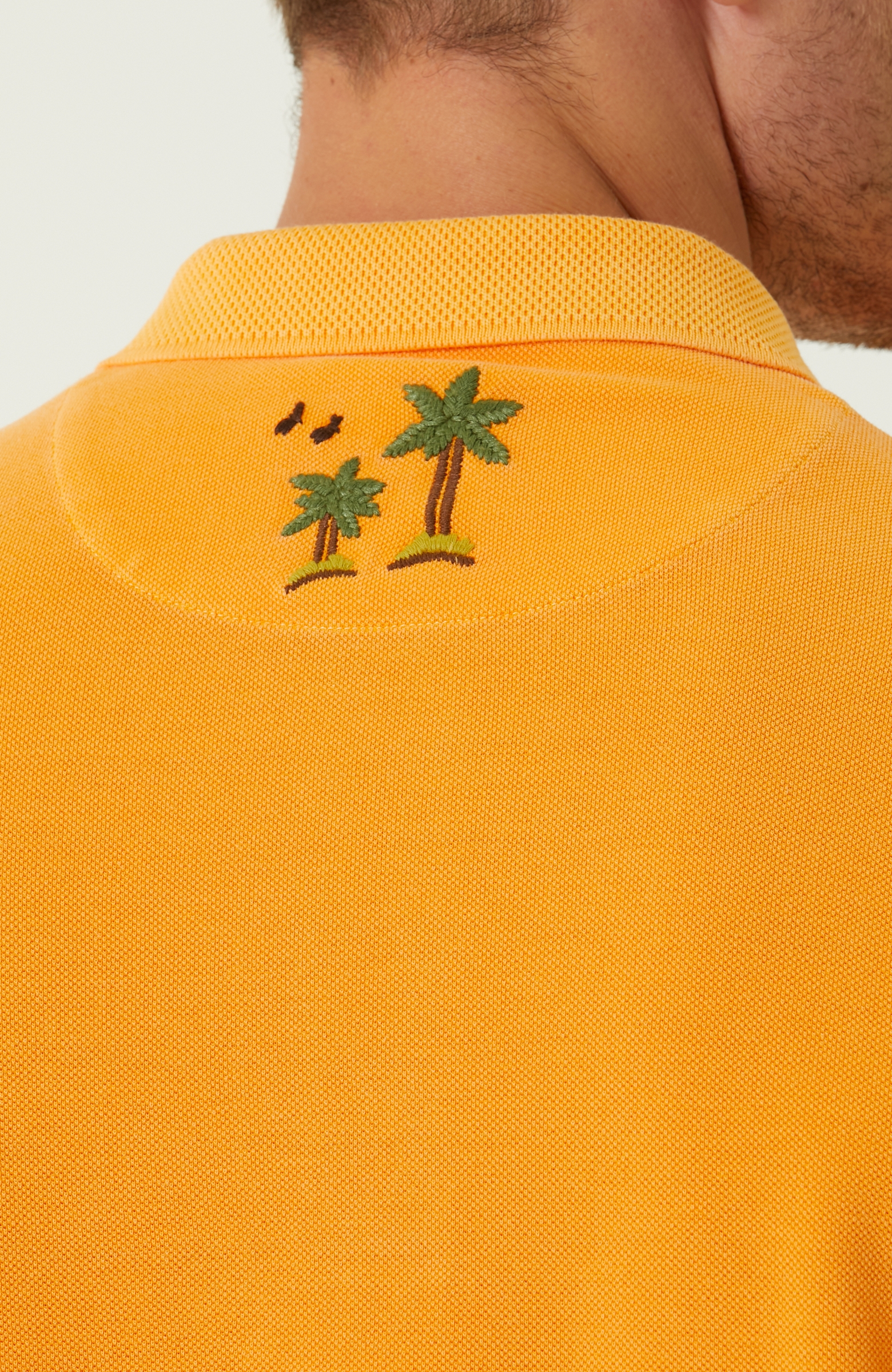 Slim Fit Sarı Palmiye Nakışlı T-shirt