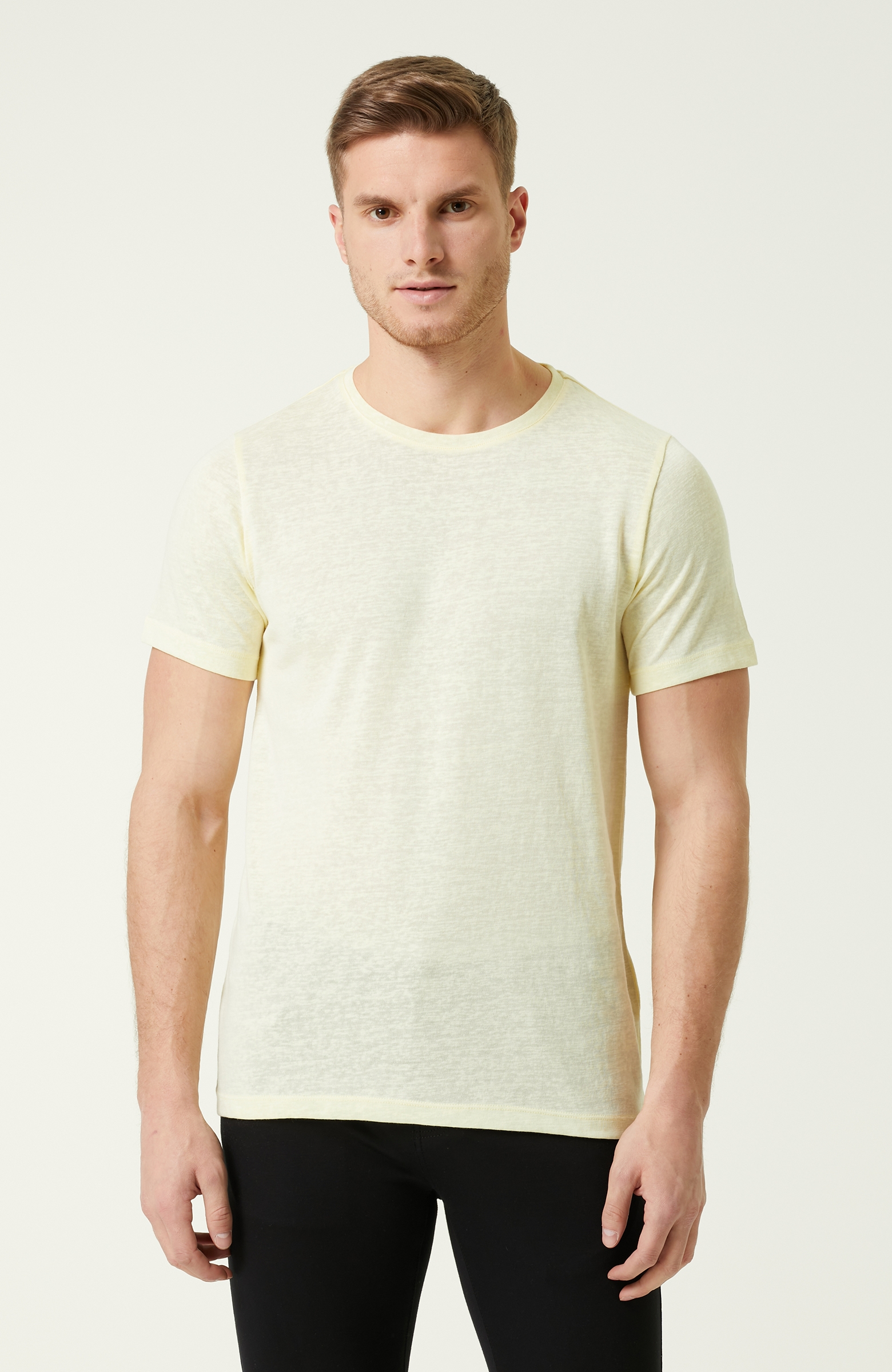 Slim Fit Sarı T-shirt
