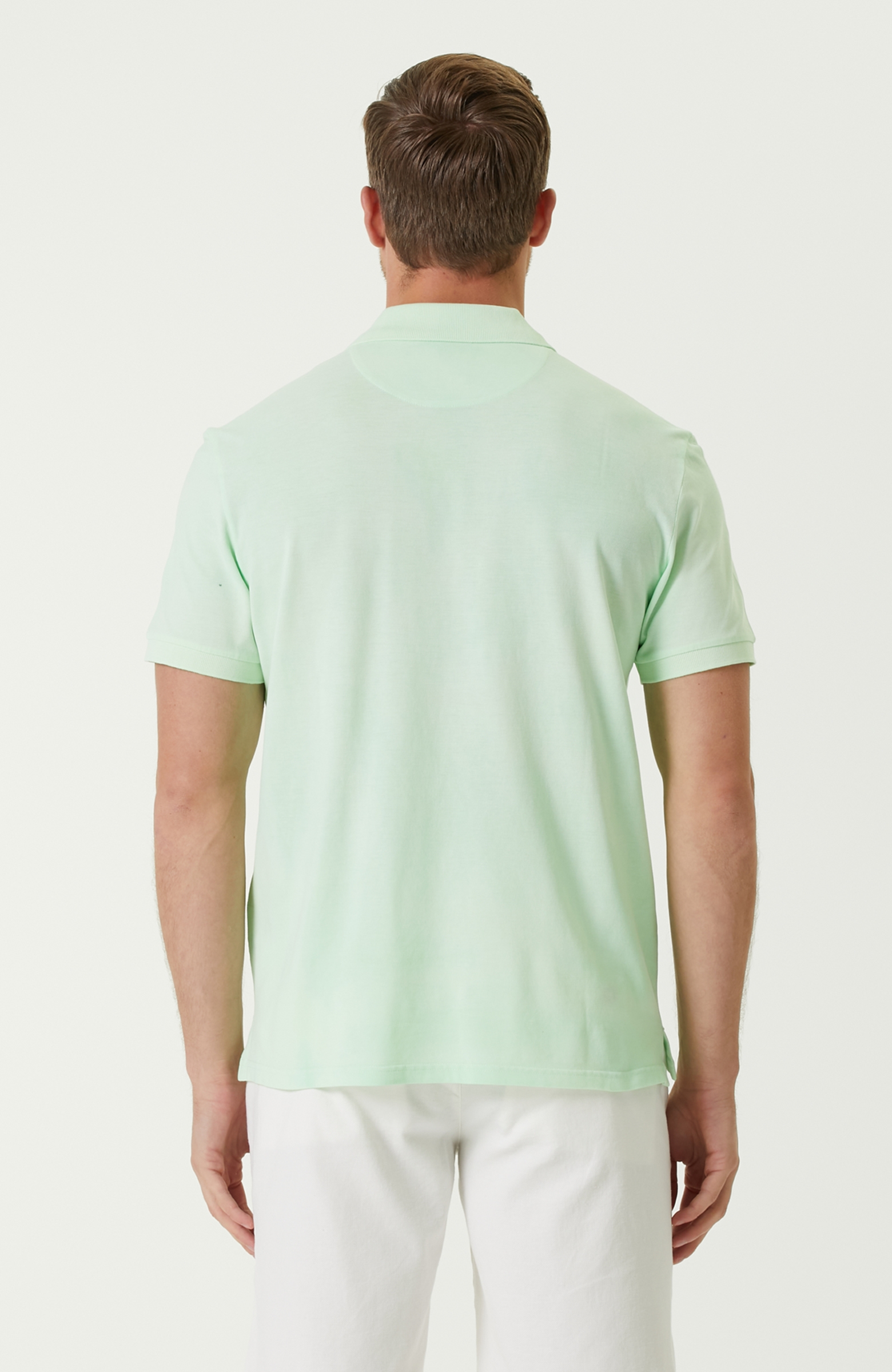 Comfort Fit Yeşil Polo Yaka Batik Desenli T-shirt