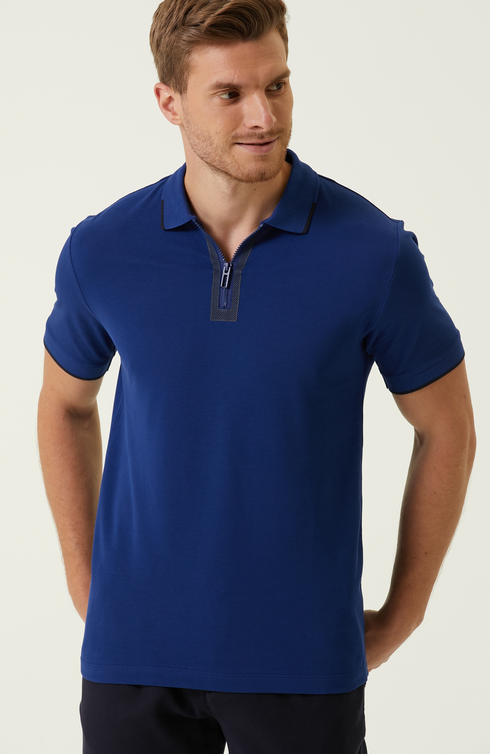 Comfort Fit Mavi Polo Yaka T-shirt