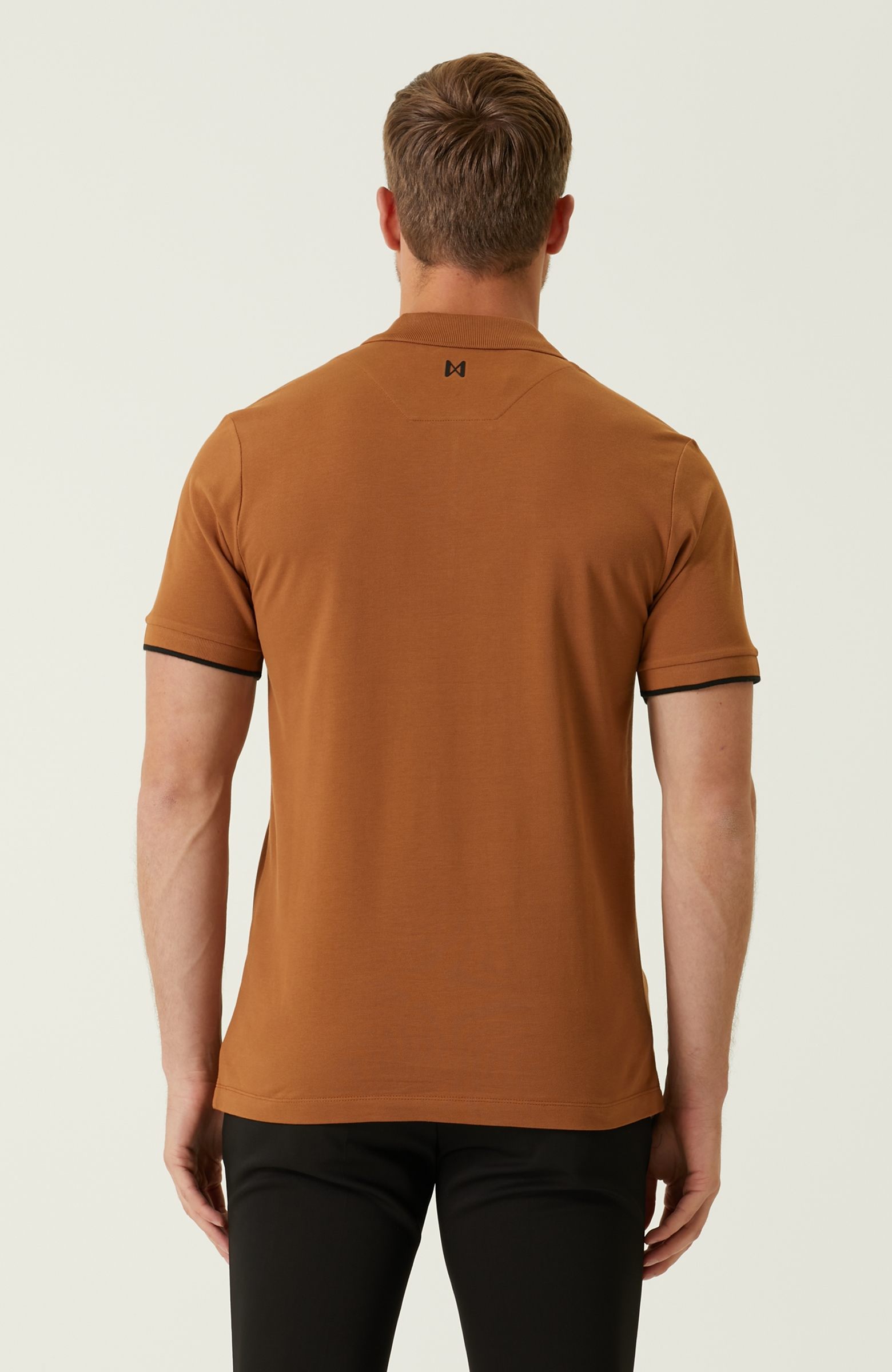 Comfort Fit Kahverengi Polo Yaka T-shirt