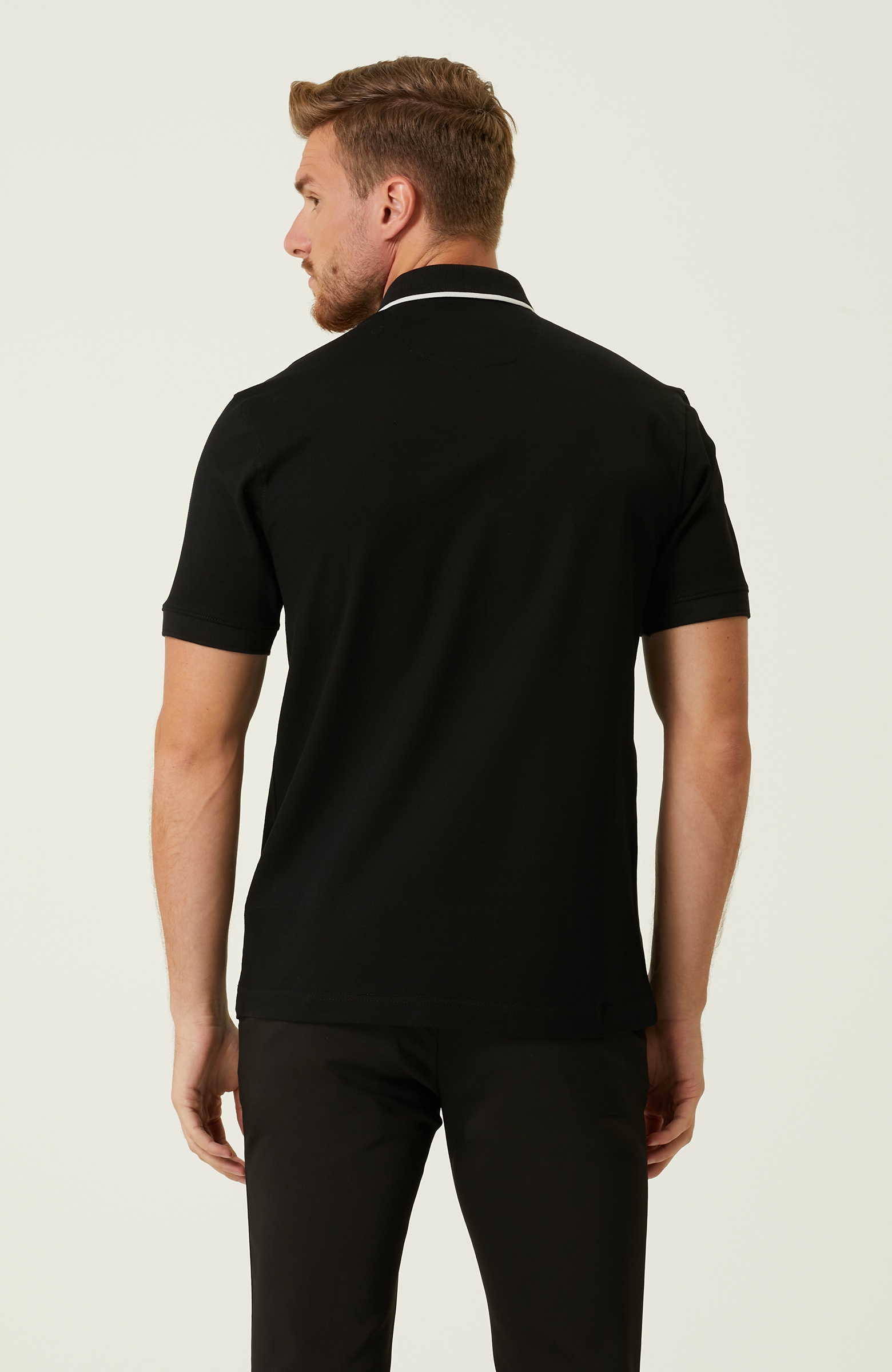 Slim Fit Siyah Polo Yaka T-shirt
