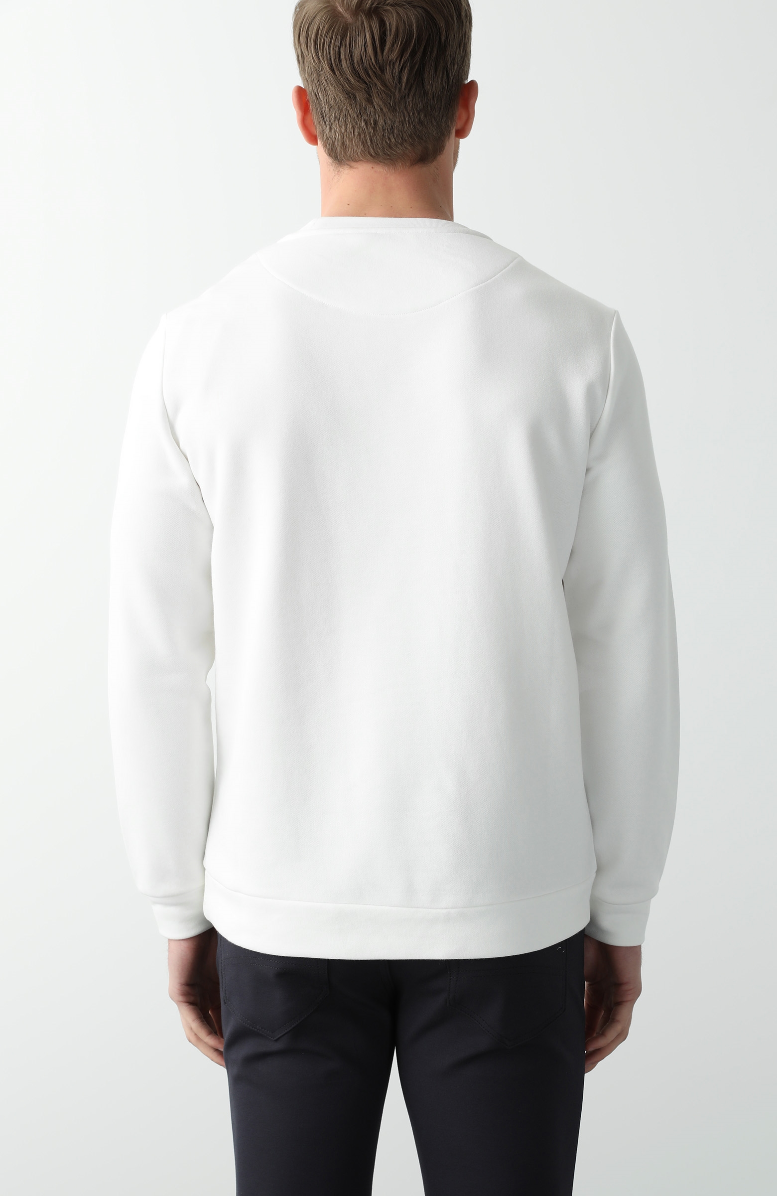 Comfort Fit Beyaz Baskılı Sweatshirt