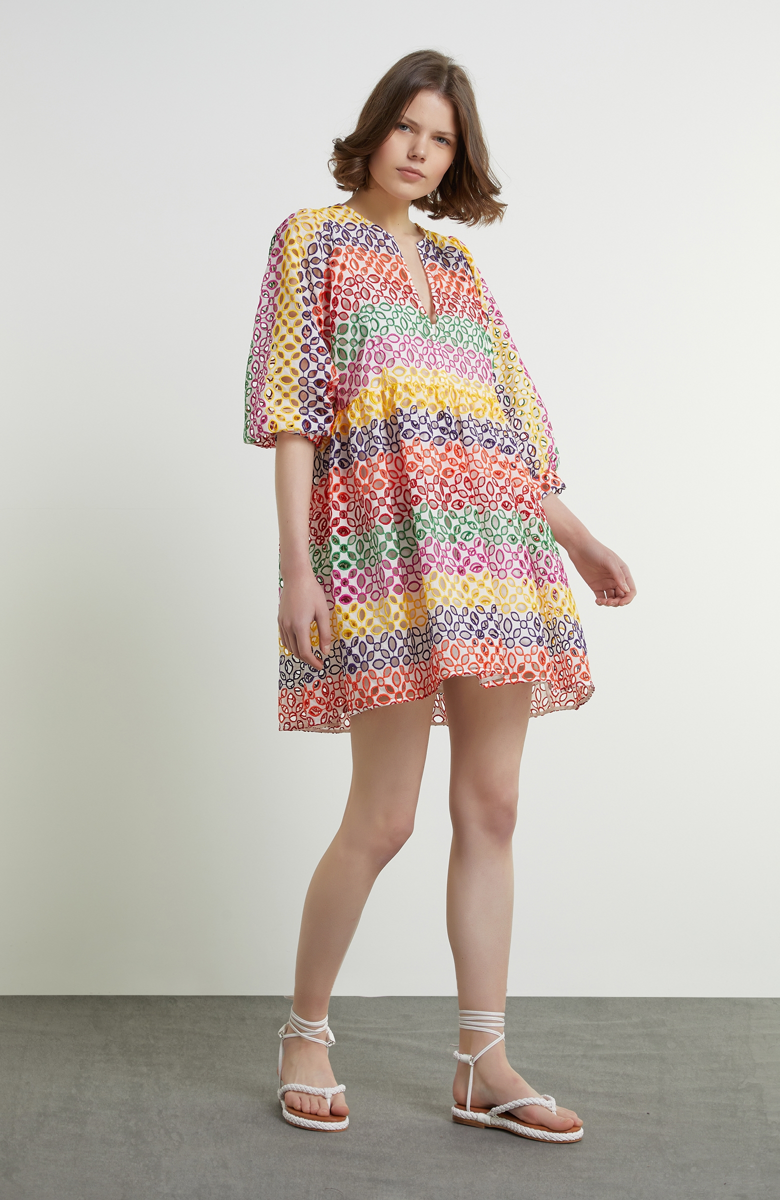Colorblocked Mini Elbise