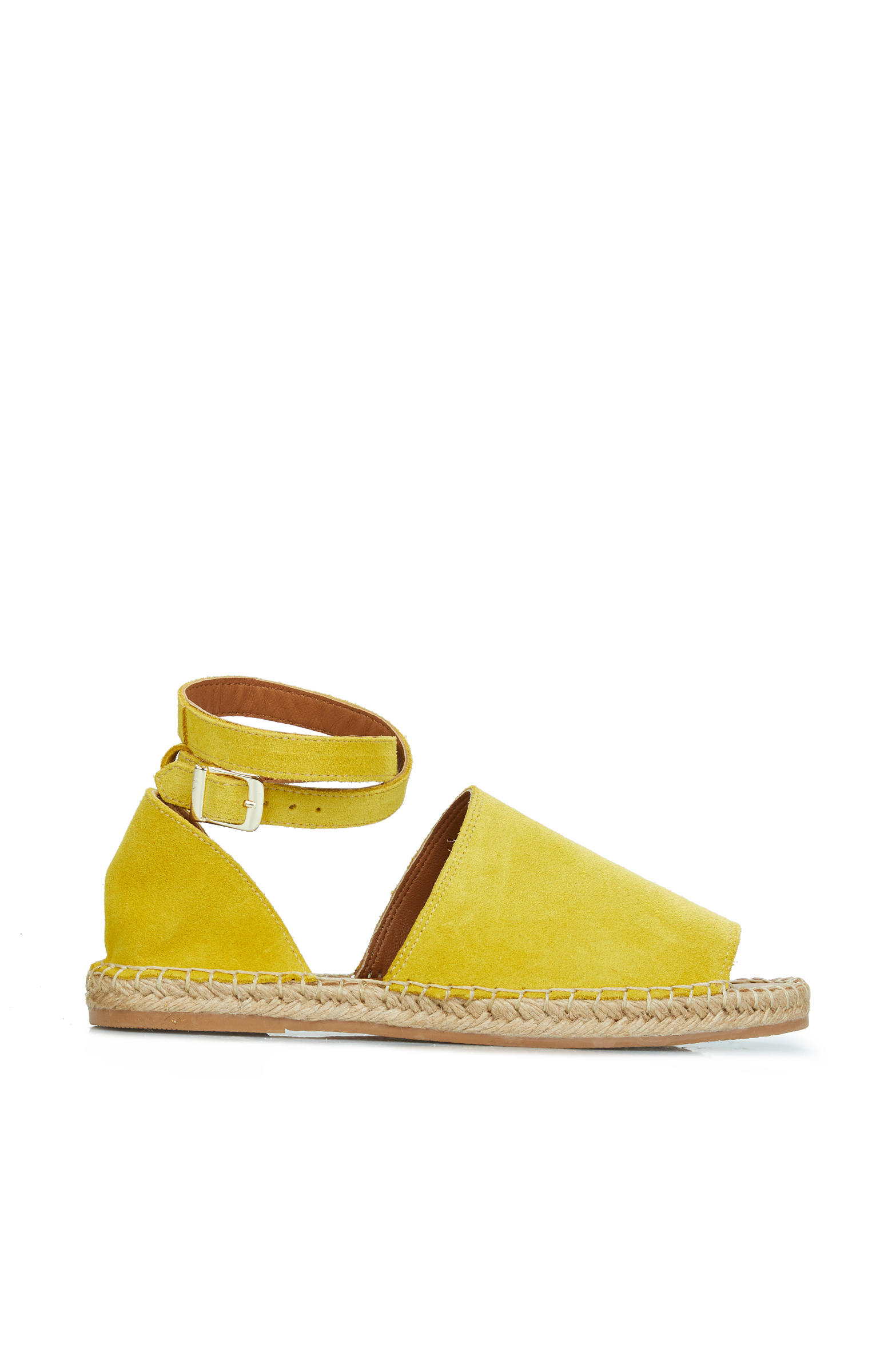Sarı Hasır Tabanlı Kadın Sandalet -1