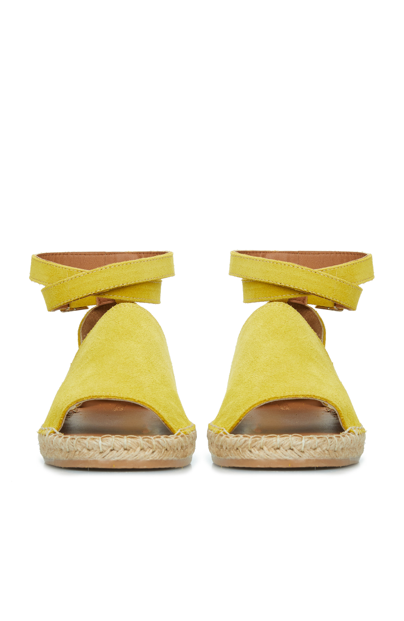 Sarı Hasır Tabanlı Kadın Sandalet -3
