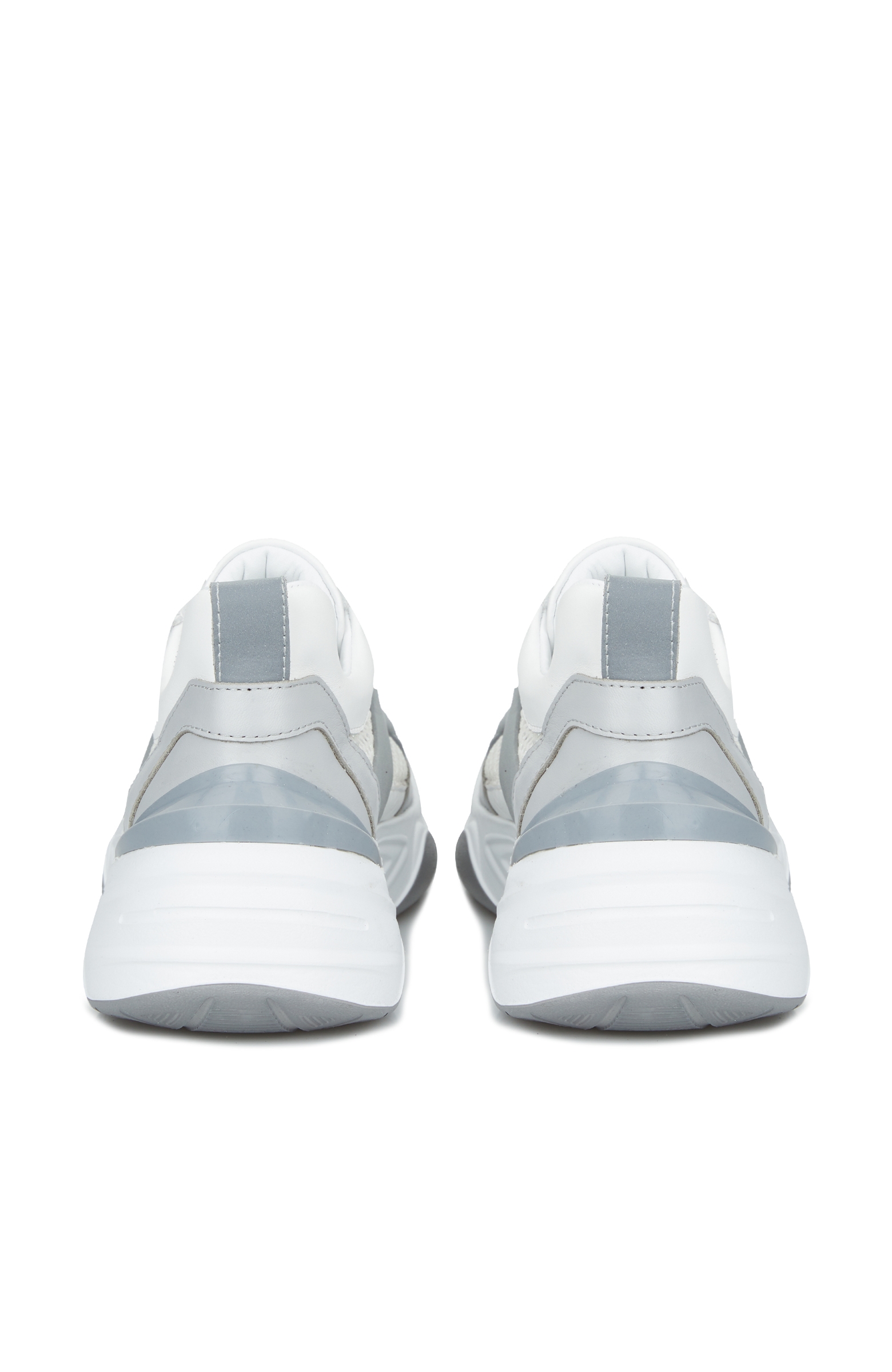 Beyaz Gri Kadın Deri Sneaker