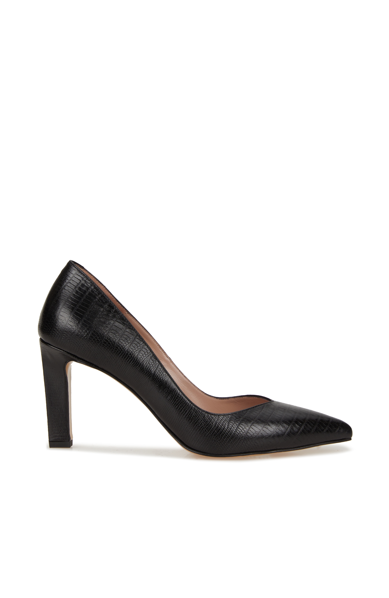 Siyah Deri Topuklu Kadın Ayakkabı
