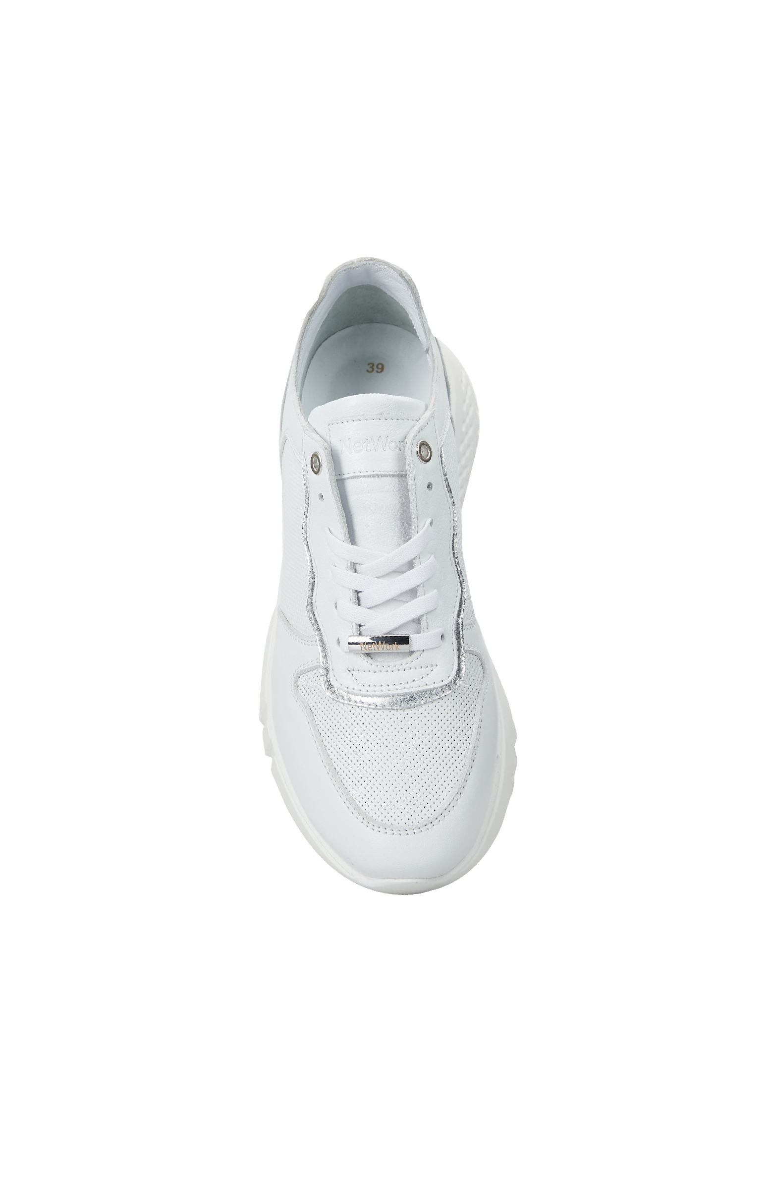 Beyaz Doku Detaylı Kadın Deri Sneaker