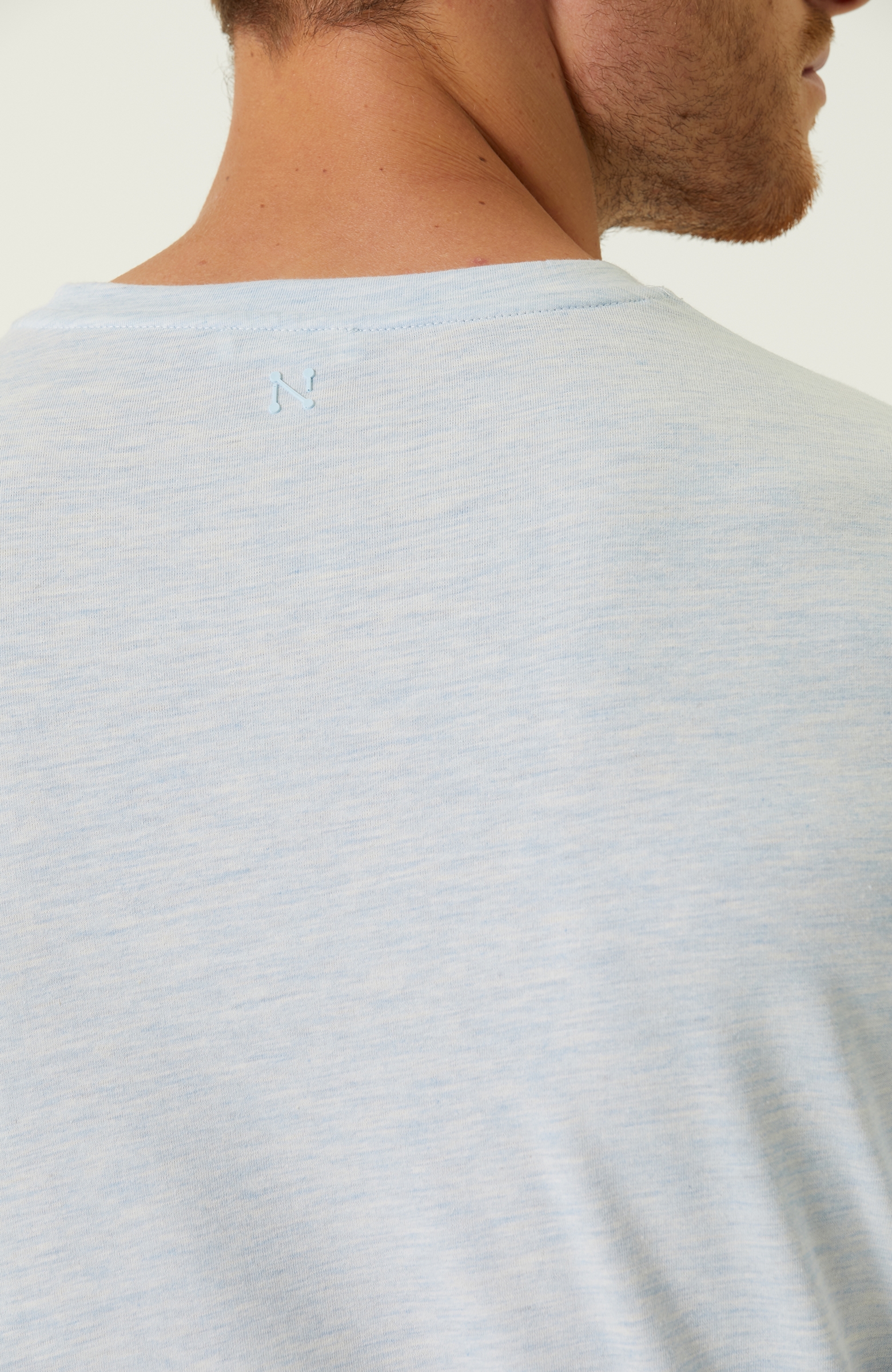 Slim Fit Mavi Melanj Baskılı T-shirt
