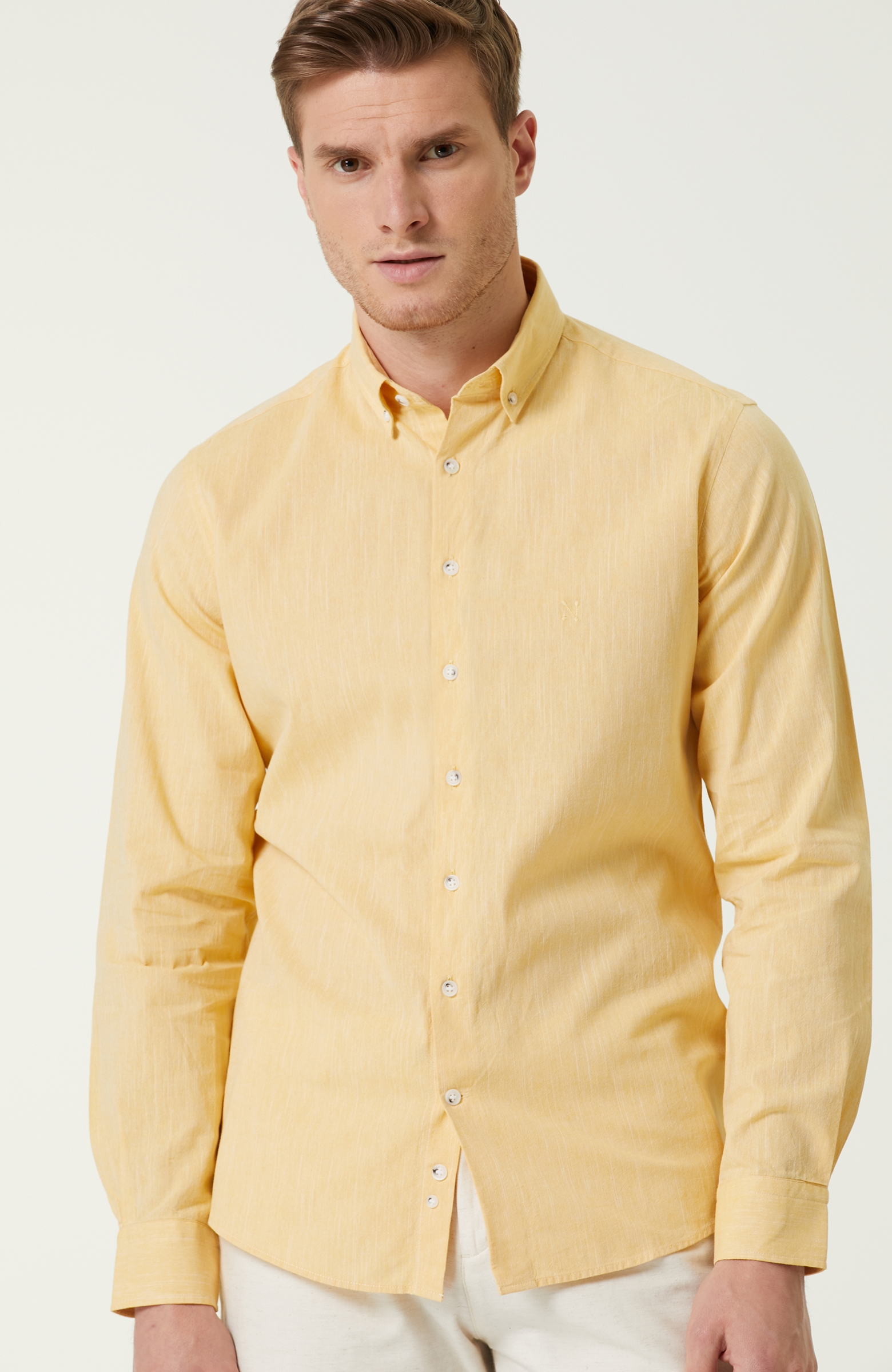 Comfort Fit Sarı Gömlek