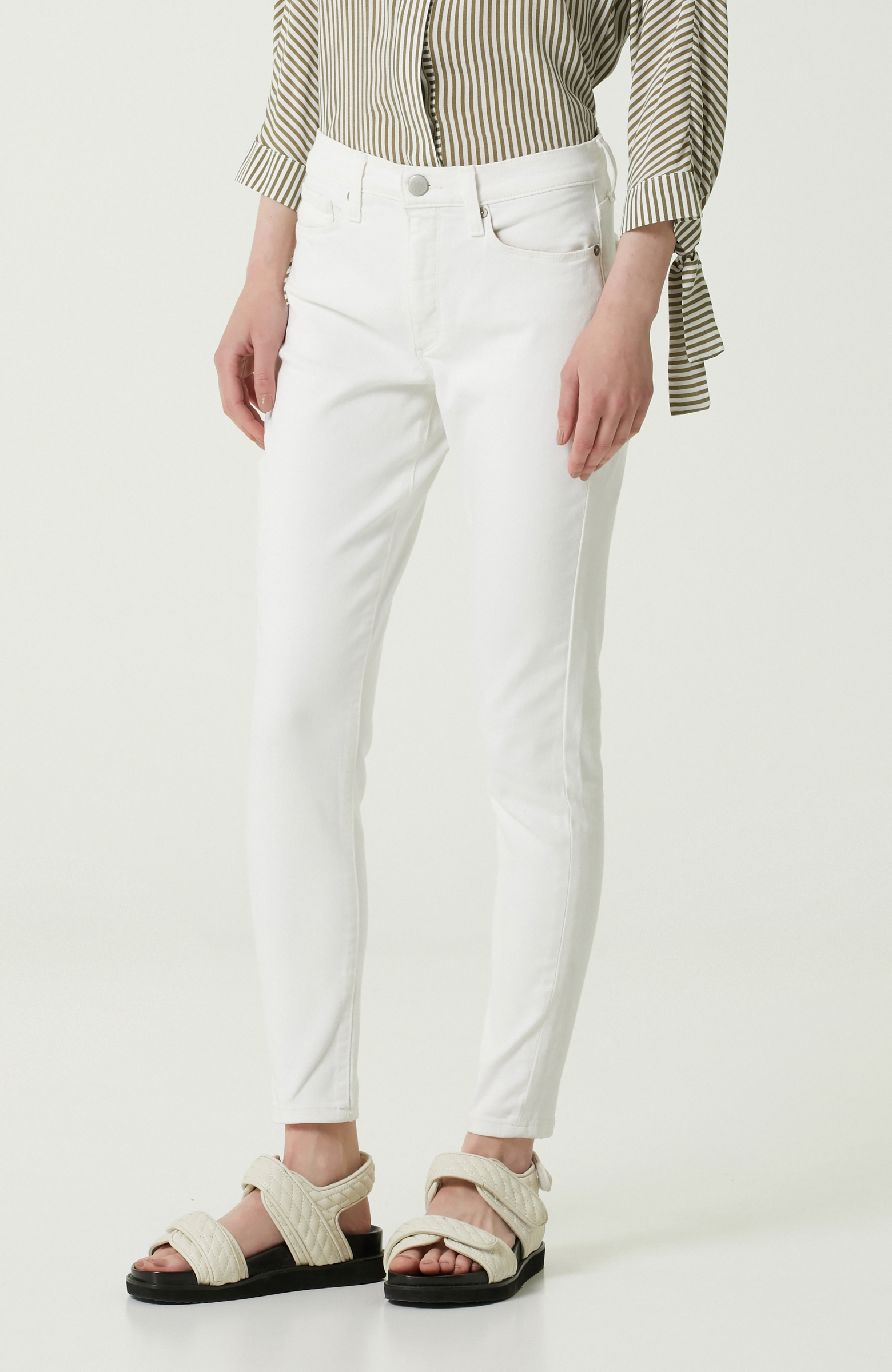 Slim Fit Beyaz Jean Pantolon