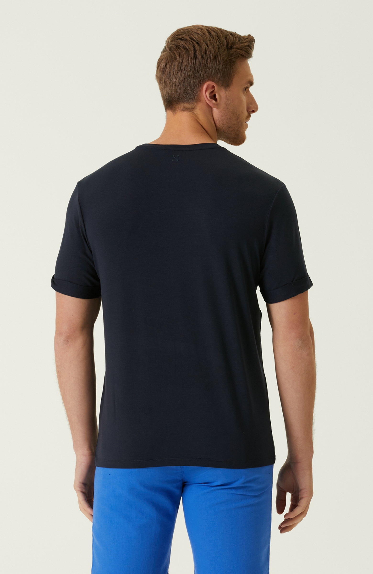Slim Fit Lacivert Cep Detaylı T-shirt