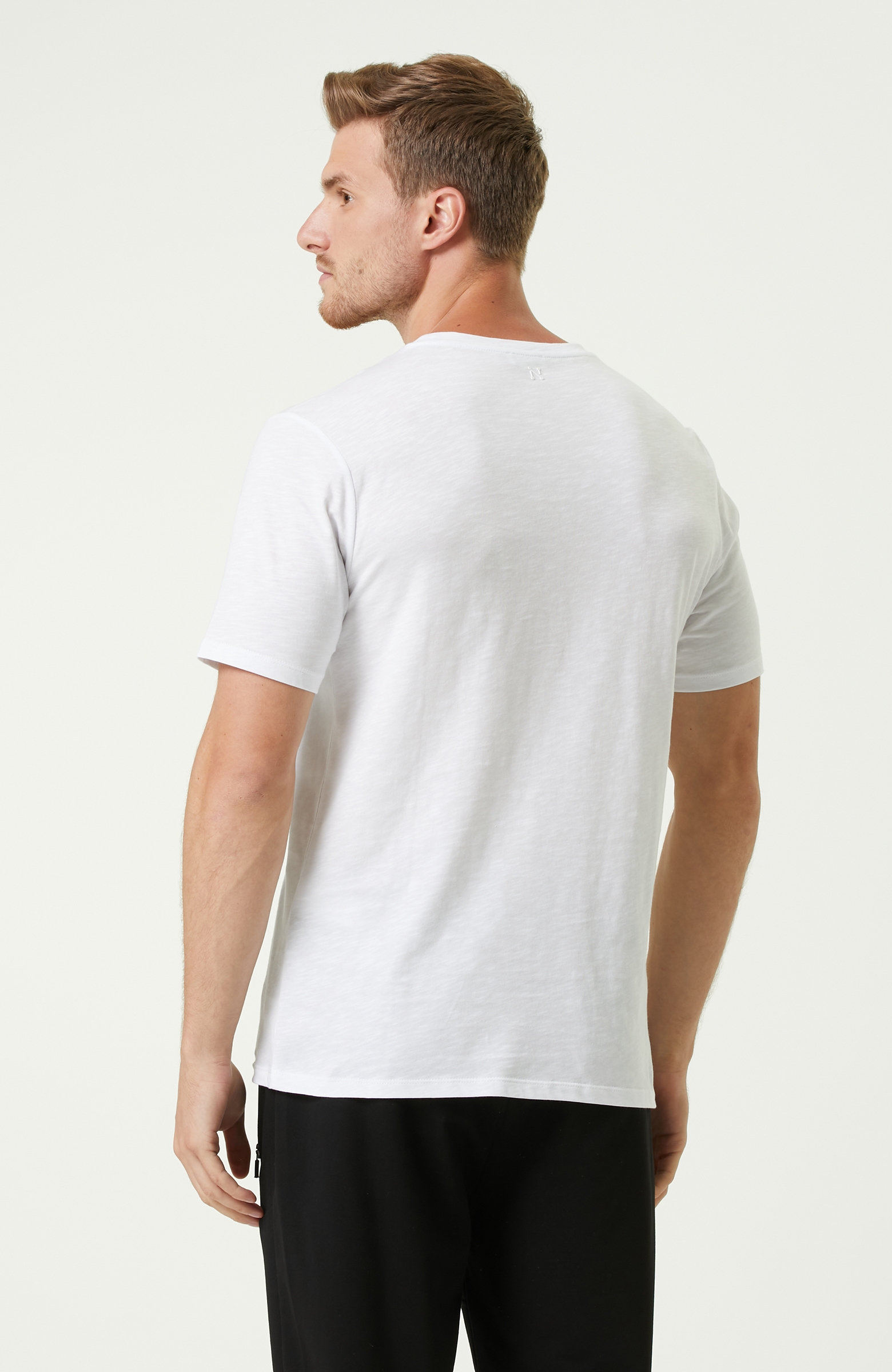 Slim Fit Beyaz Baskılı T-shirt