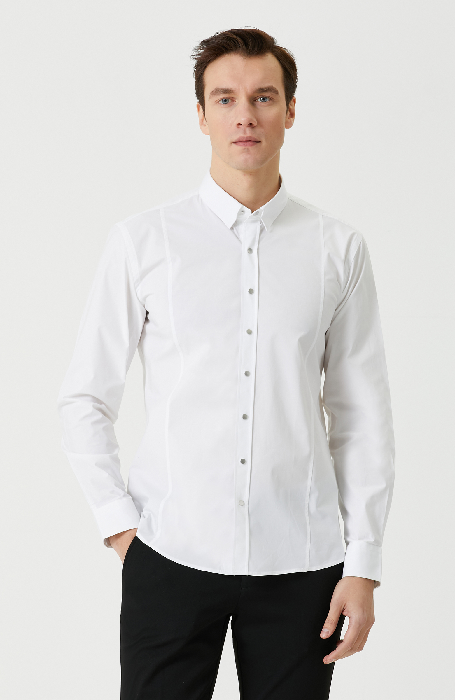 Slim Fit Beyaz Gömlek -1