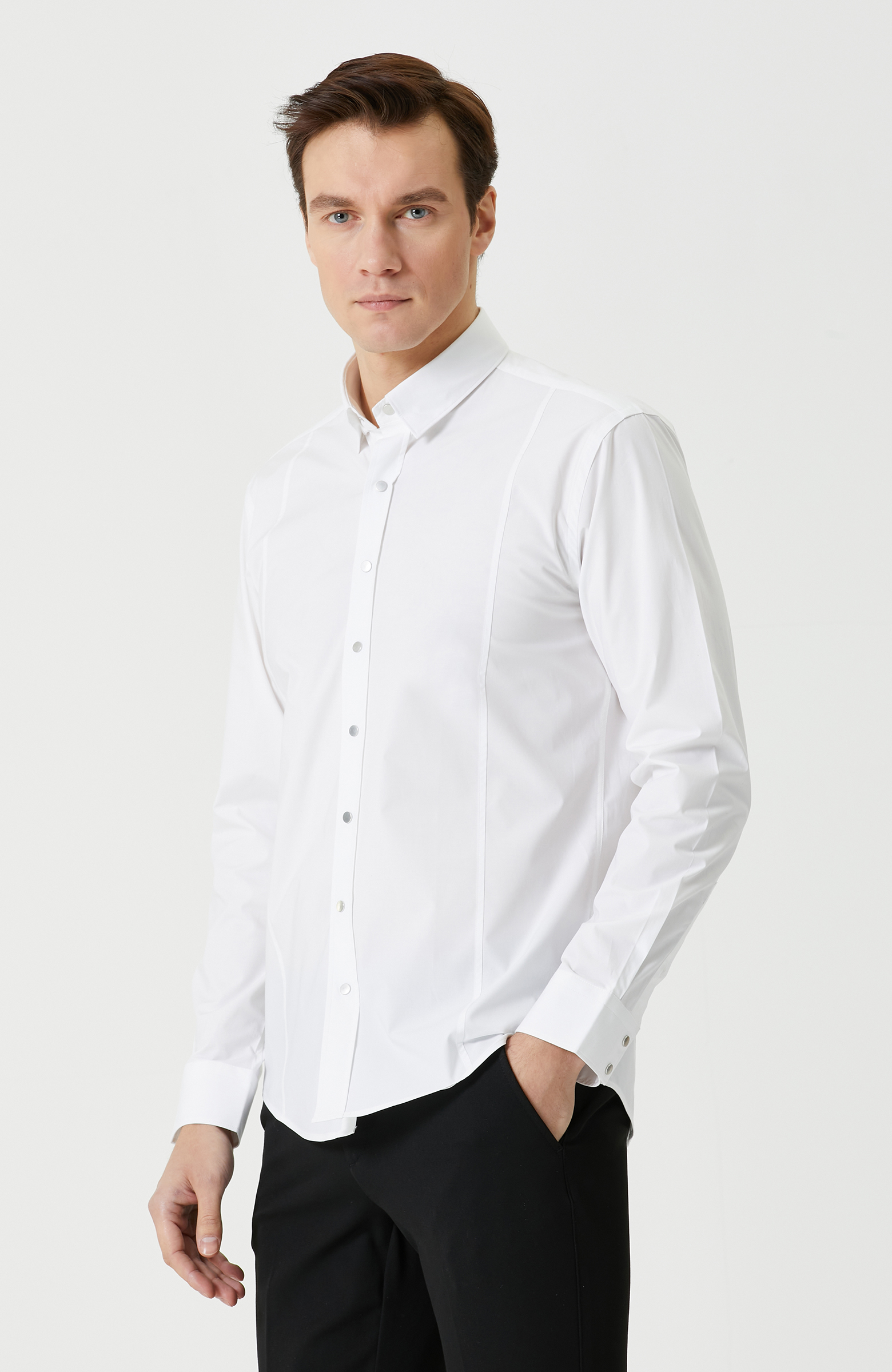 Slim Fit Beyaz Gömlek -3