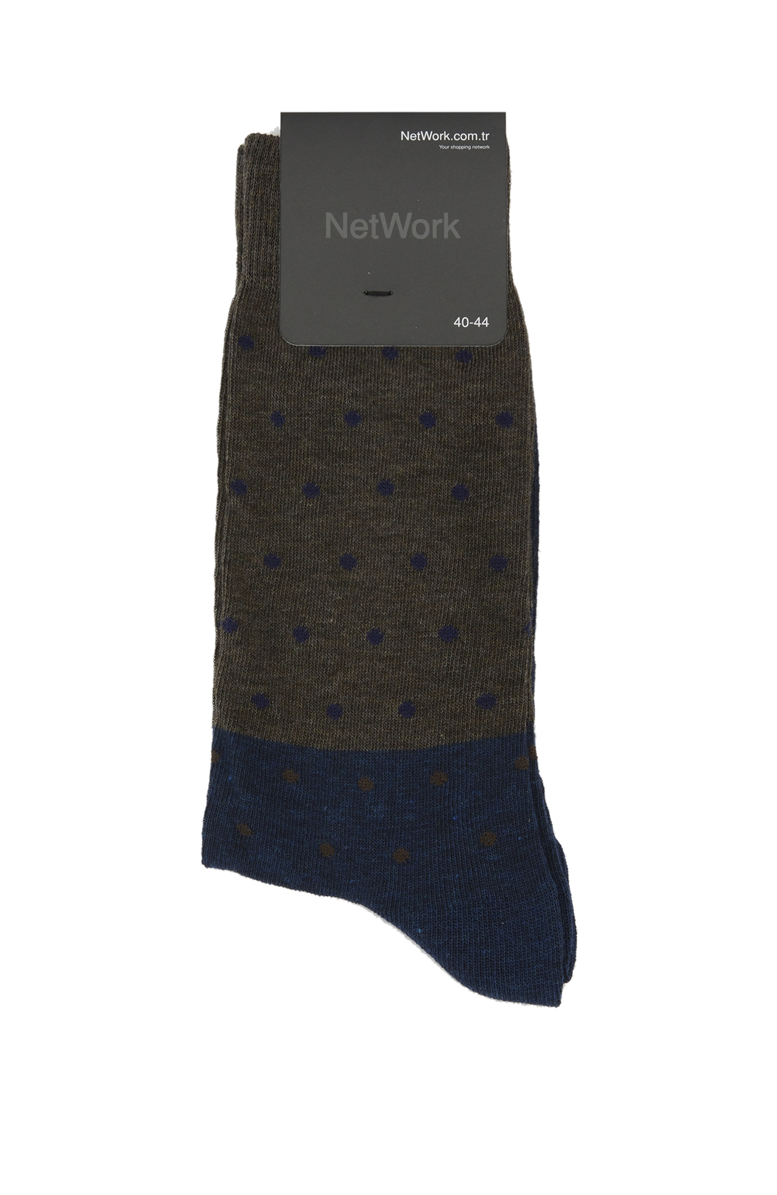 Kahverengi Puantiye Desenli Erkek Çorap
