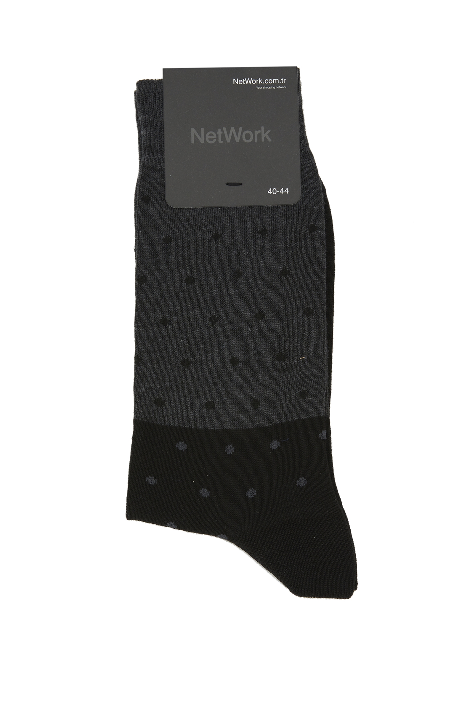 Antrasit Siyah Puantiye Desenli Erkek Çorap