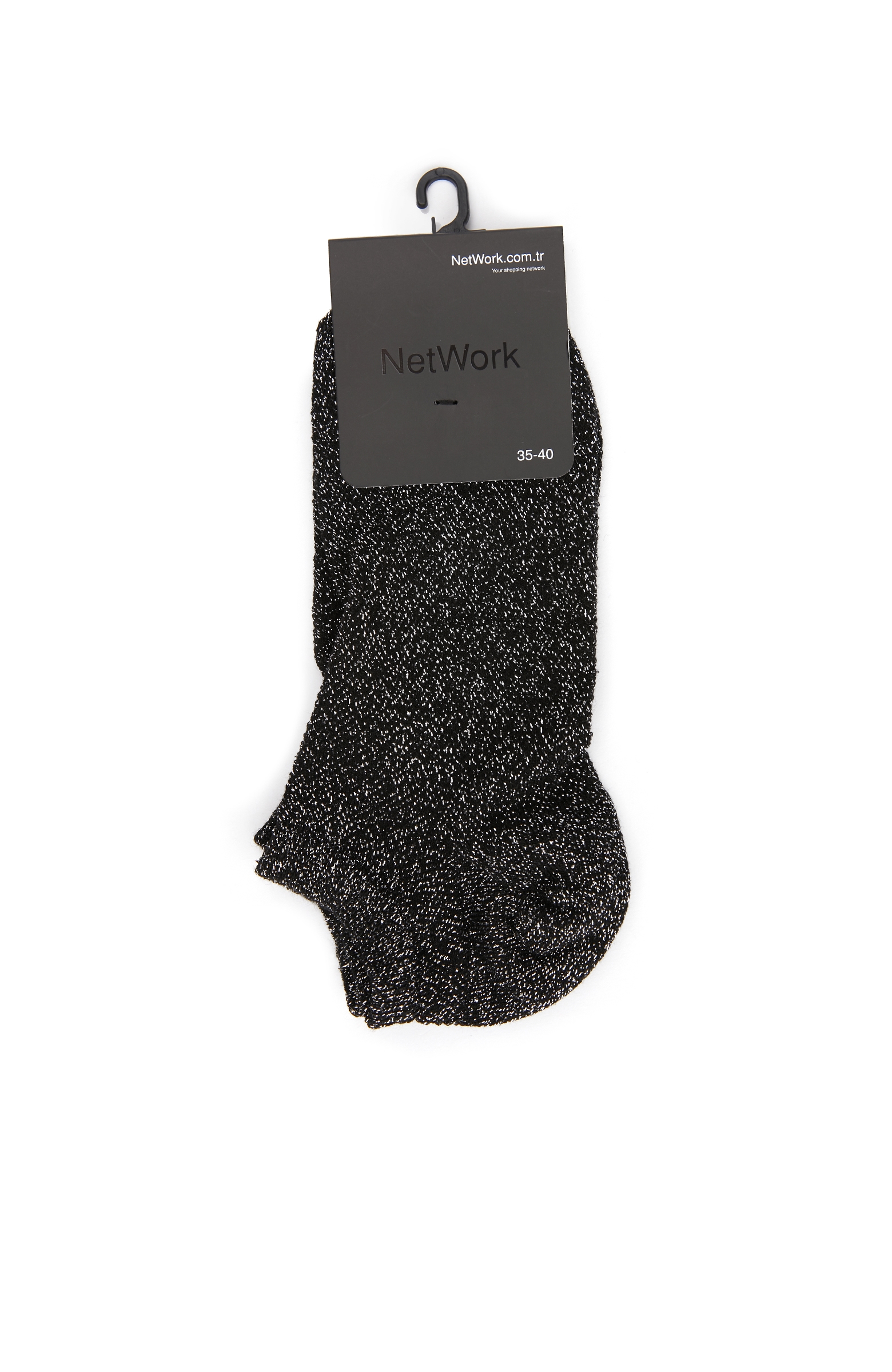 Siyah Silver Parlak Dokulu Kadın Çorap